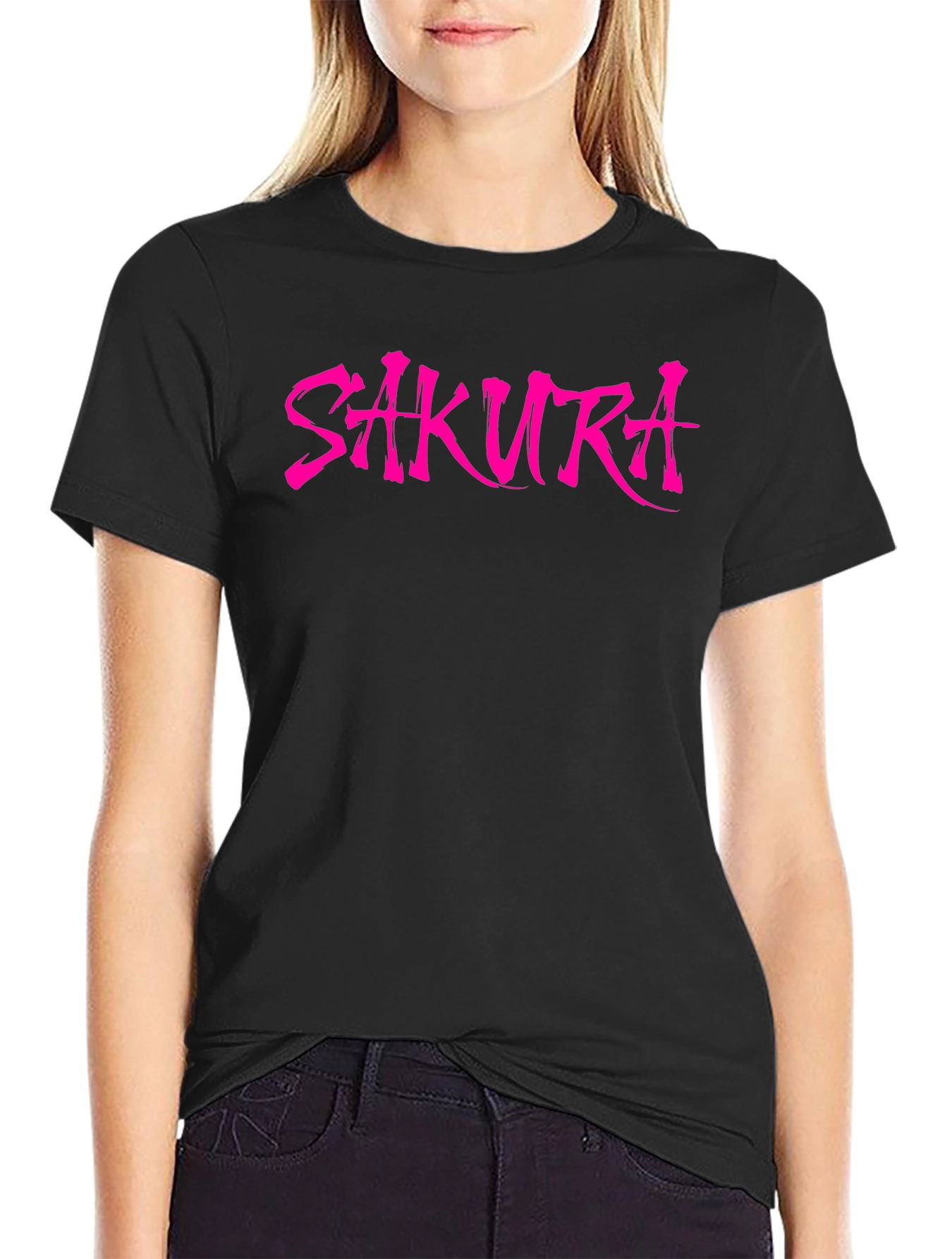 Sakura Graphic T-Shirt - Stylish Pink on Black