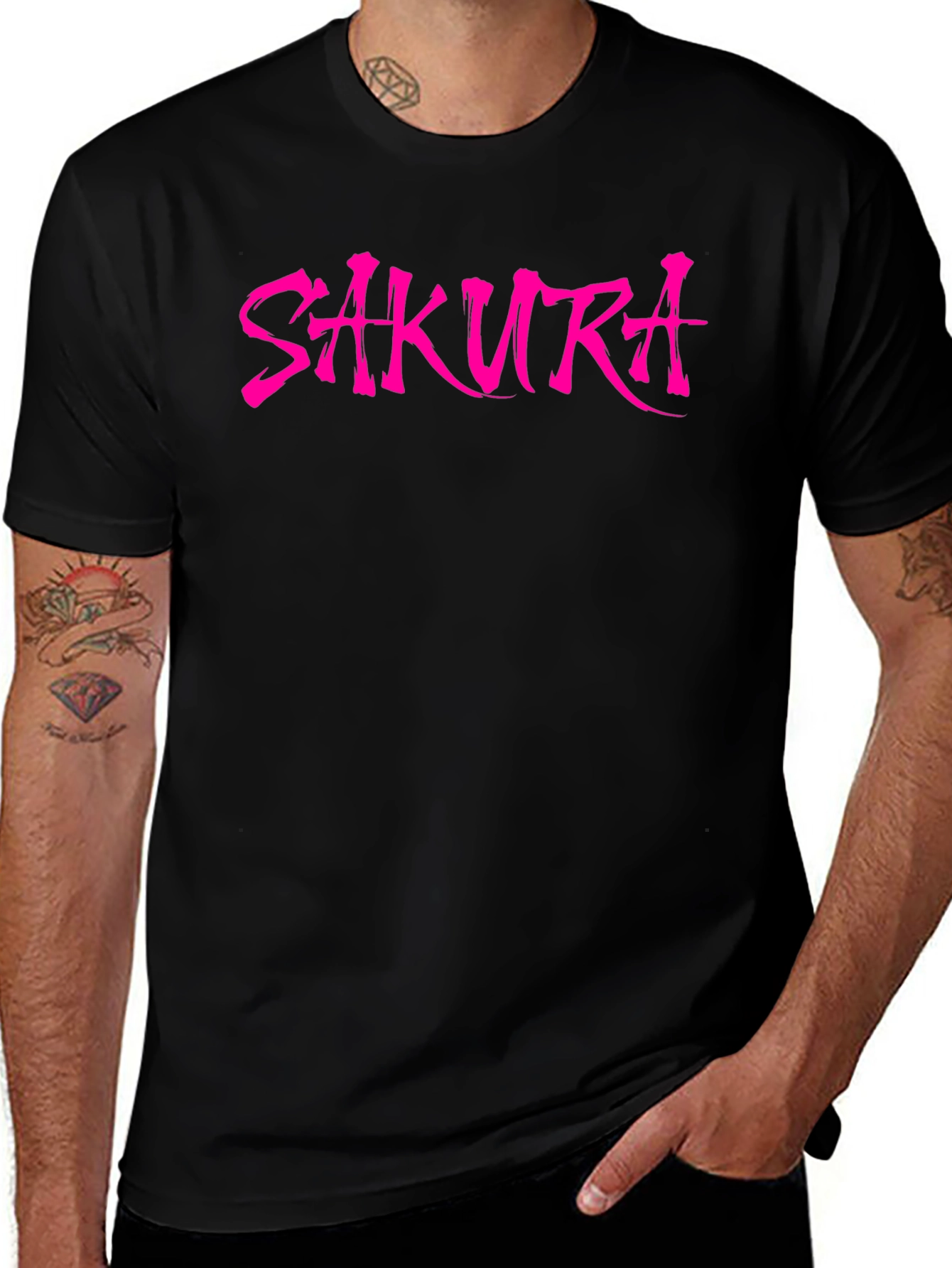 Sakura Graphic T-Shirt - Stylish Pink on Black