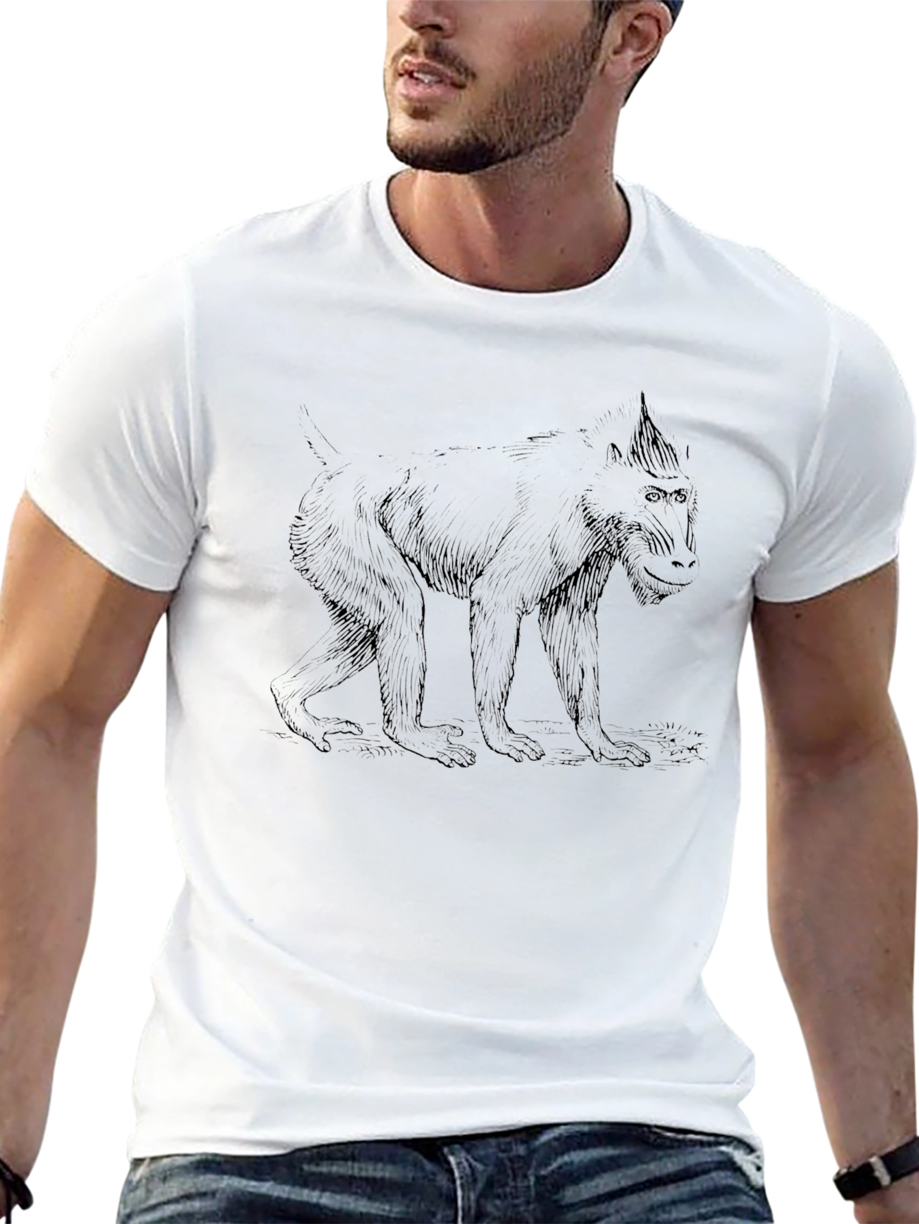 Monkey Graphic Tee - Mens Black Crew Neck T-Shirt