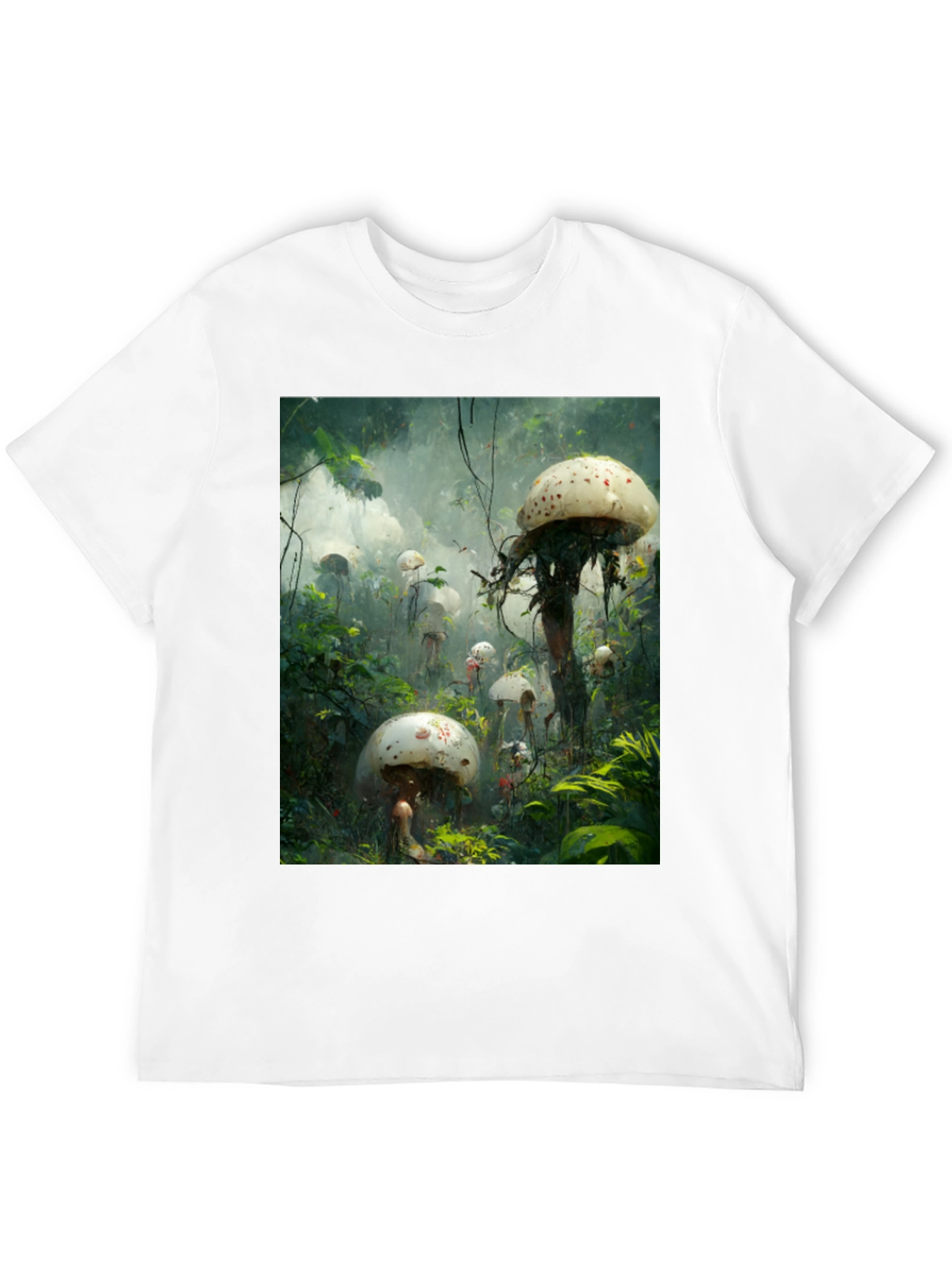 Mushroom Forest Print Tee - Unique Graphic T-Shirt