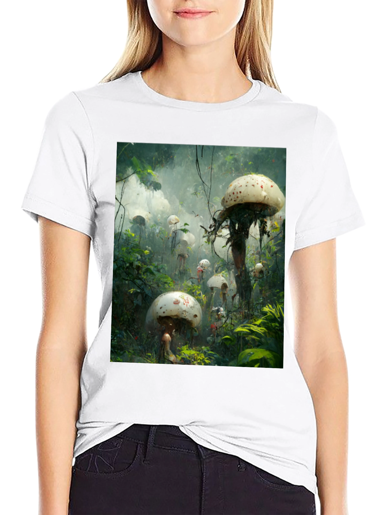 Mushroom Forest Print Tee - Unique Graphic T-Shirt