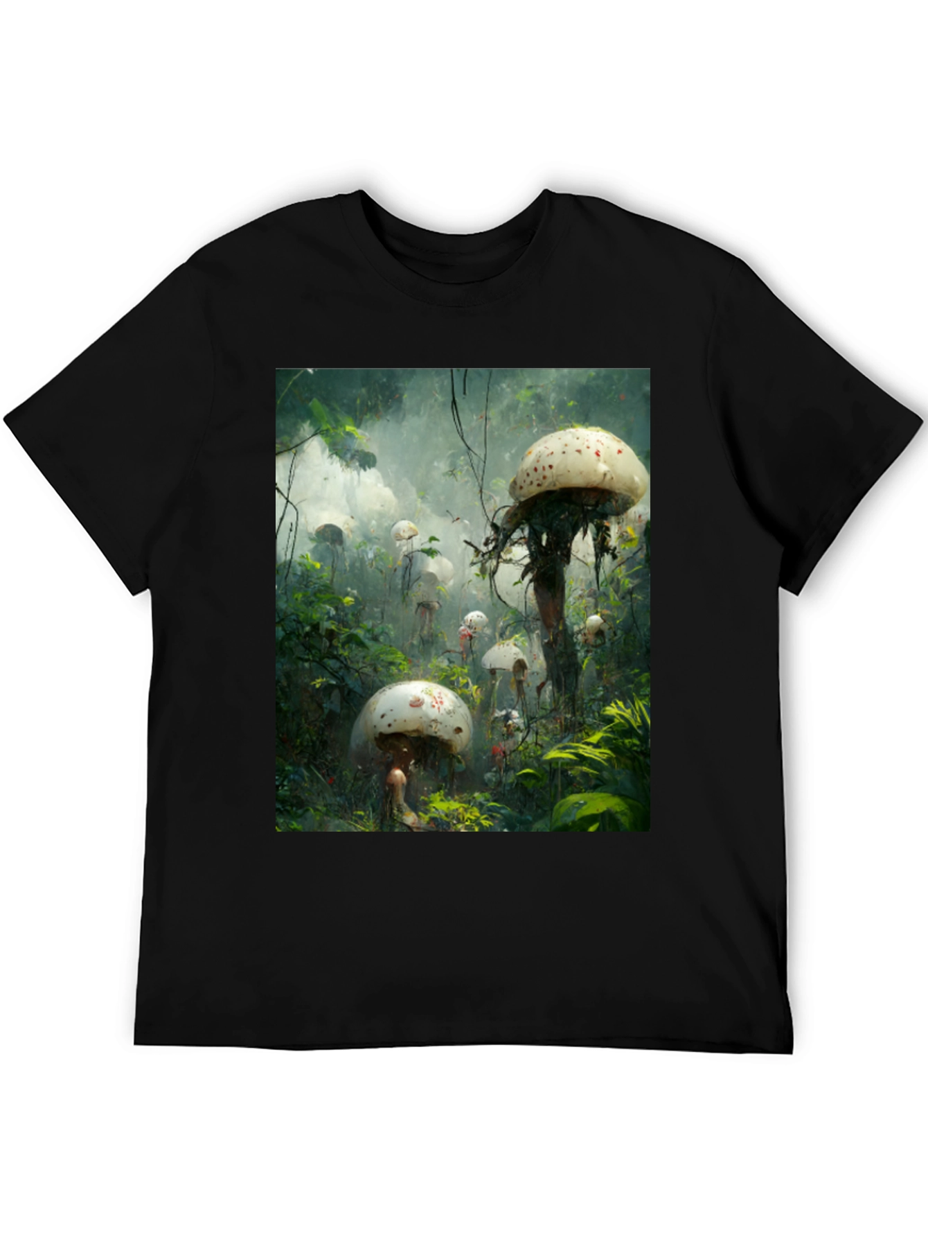Mushroom Forest Print Tee - Unique Graphic T-Shirt
