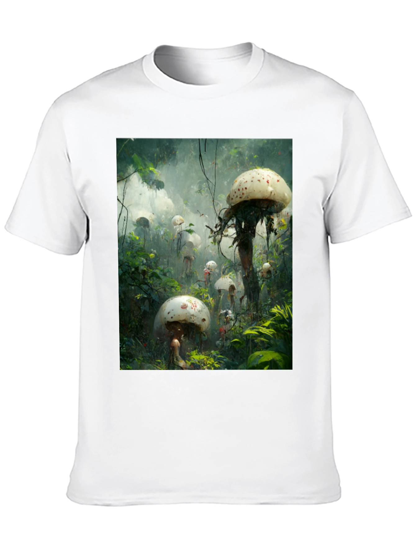 Mushroom Forest Print Tee - Unique Graphic T-Shirt