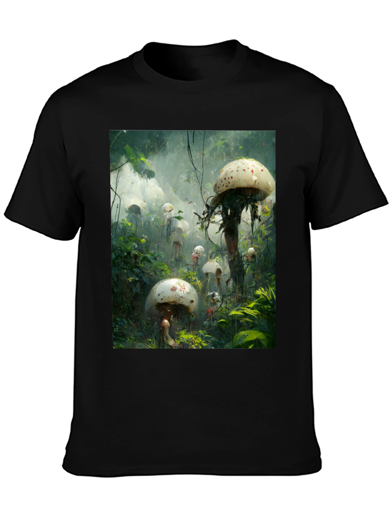 Mushroom Forest Print Tee - Unique Graphic T-Shirt