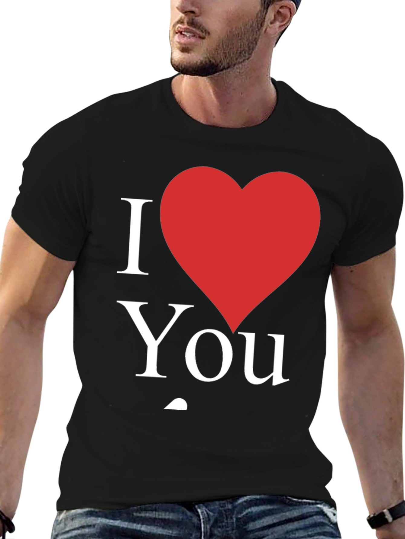 I Love You T-Shirt - Black with Red Heart