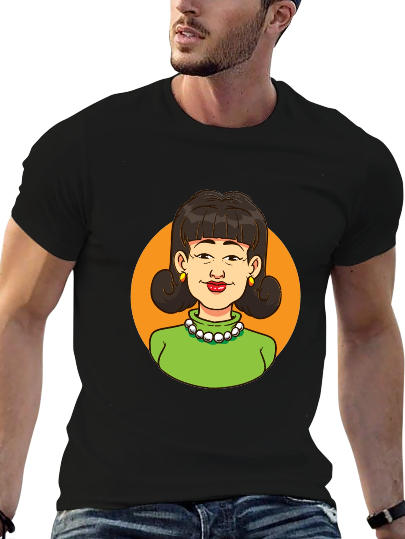 Retro Cartoon Lady Graphic Tee - Classic Style