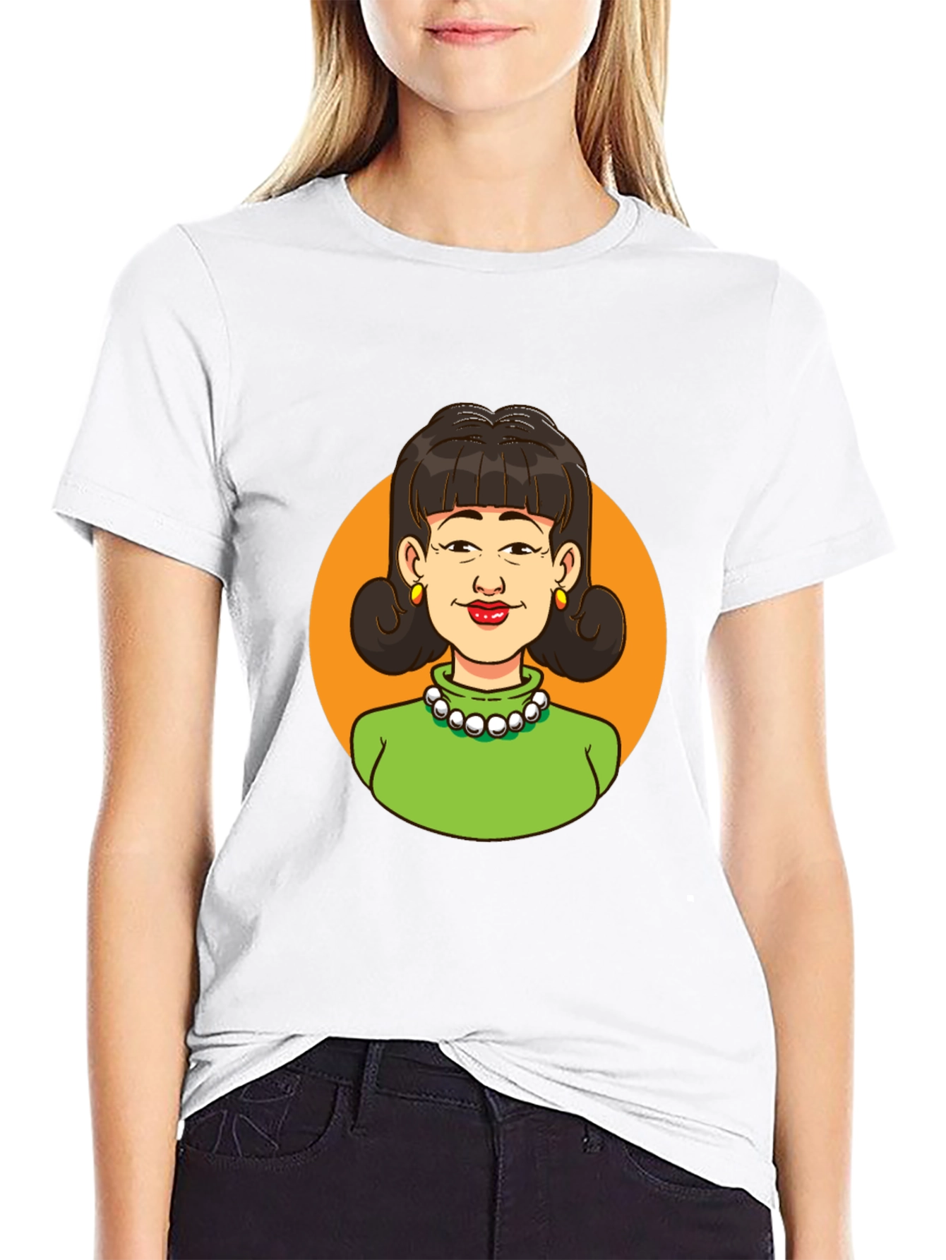 Retro Cartoon Lady Graphic Tee - Classic Style