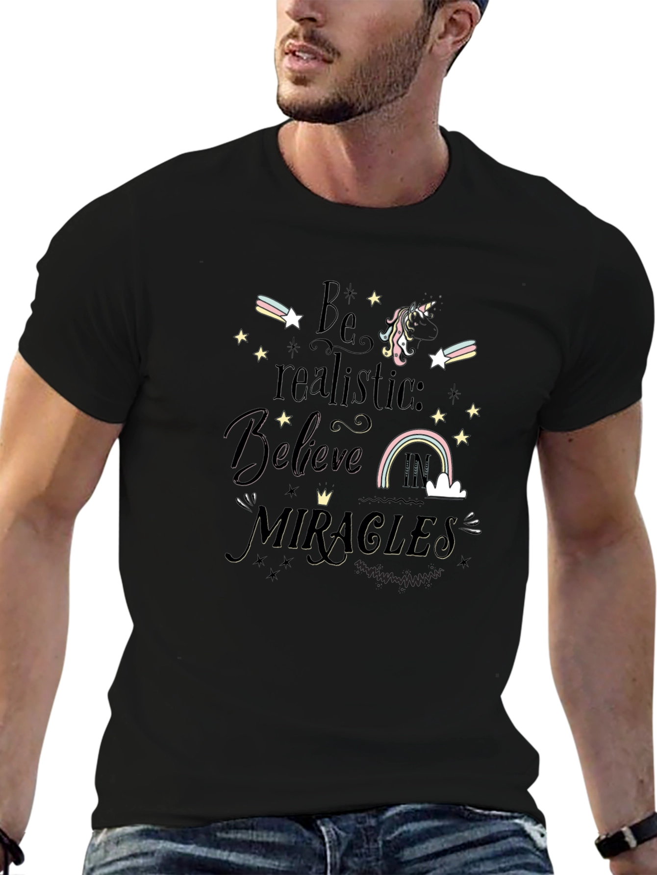 Believe in Miracles Black Graphic Tee