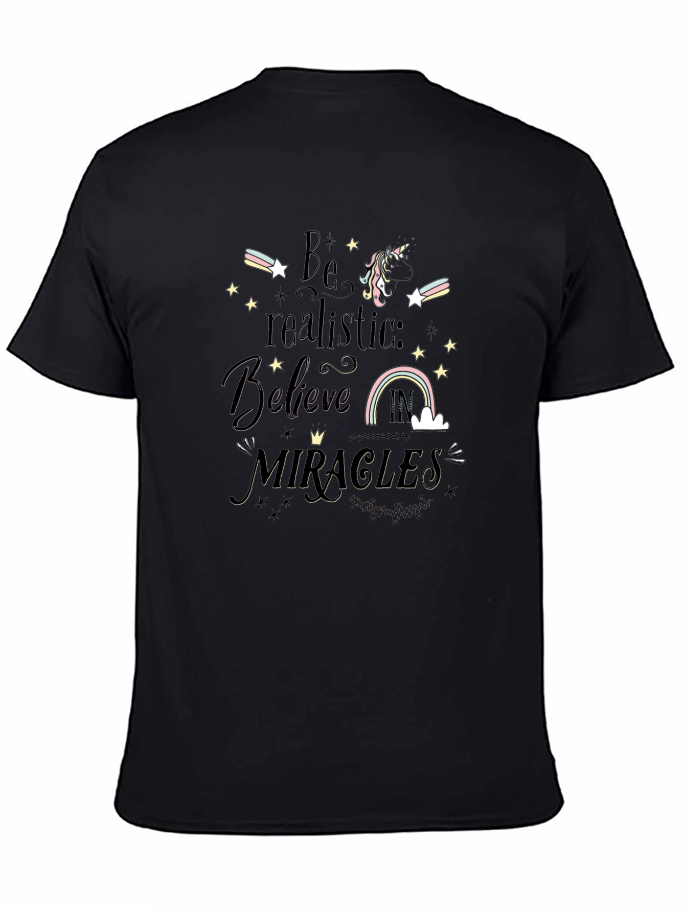 Believe in Miracles Black Graphic Tee