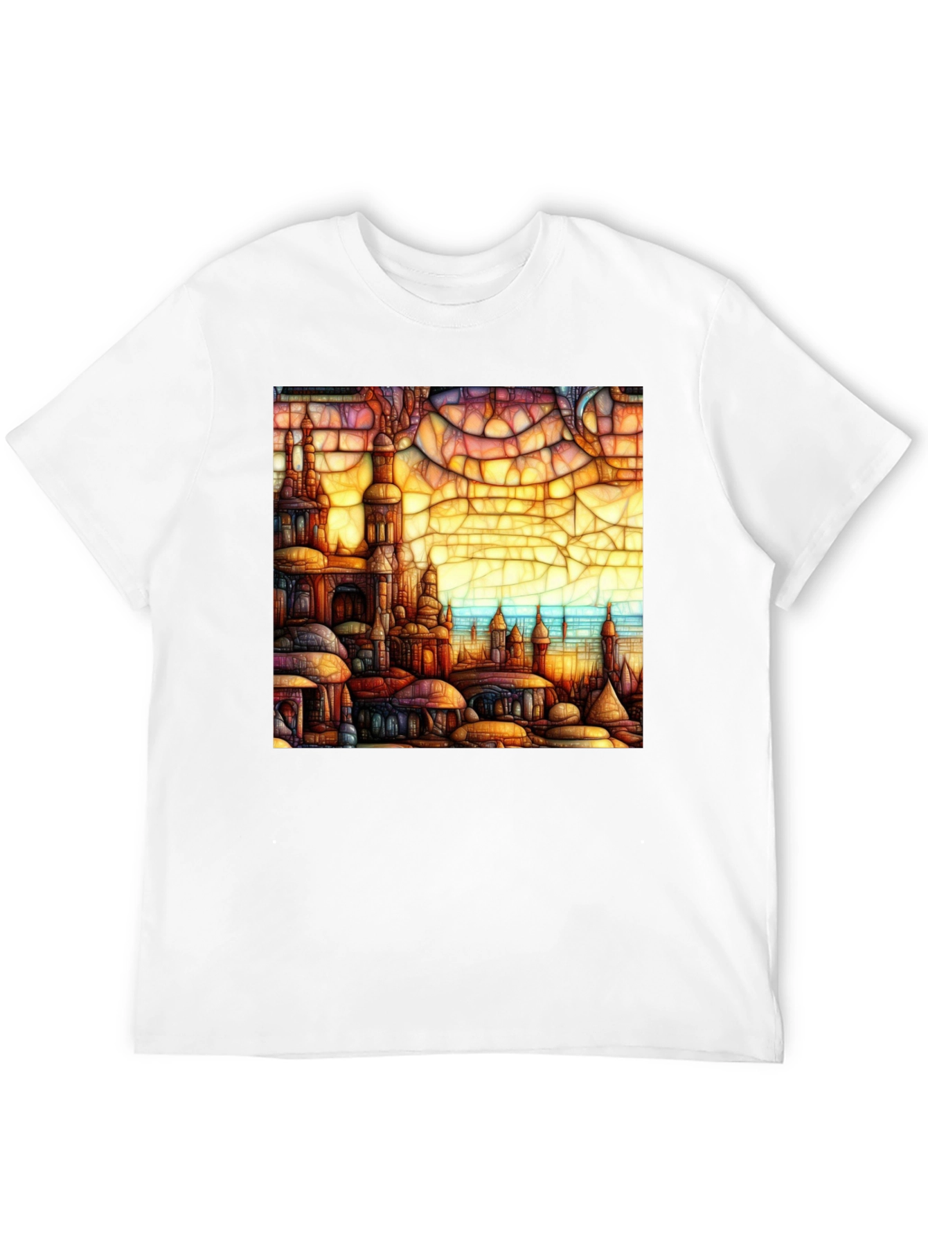 Mosaic Cityscape Graphic Tee - Premium Cotton