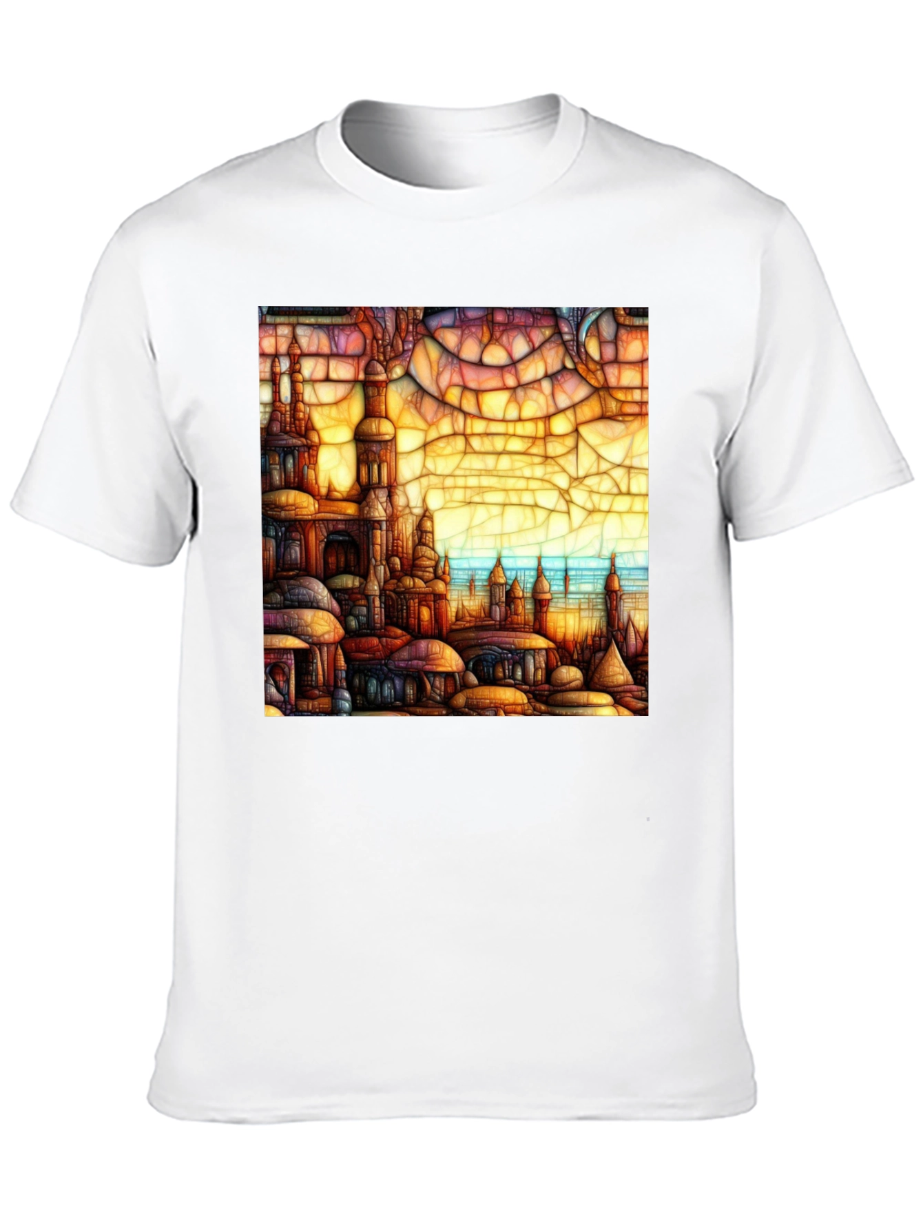 Mosaic Cityscape Graphic Tee - Premium Cotton