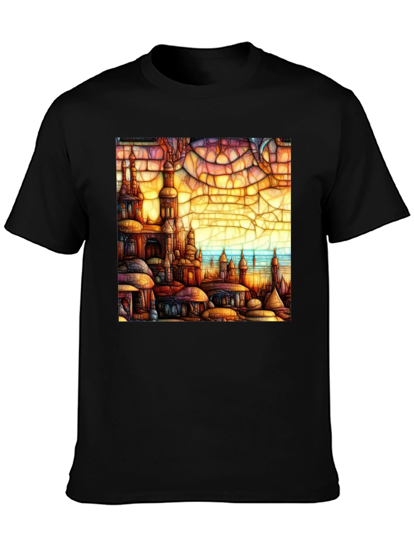 Mosaic Cityscape Graphic Tee - Premium Cotton