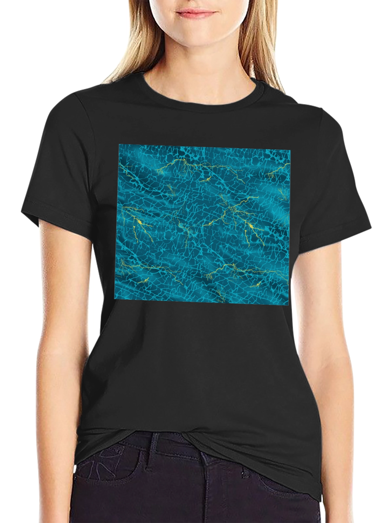 Aqua Crackle Graphic Tee