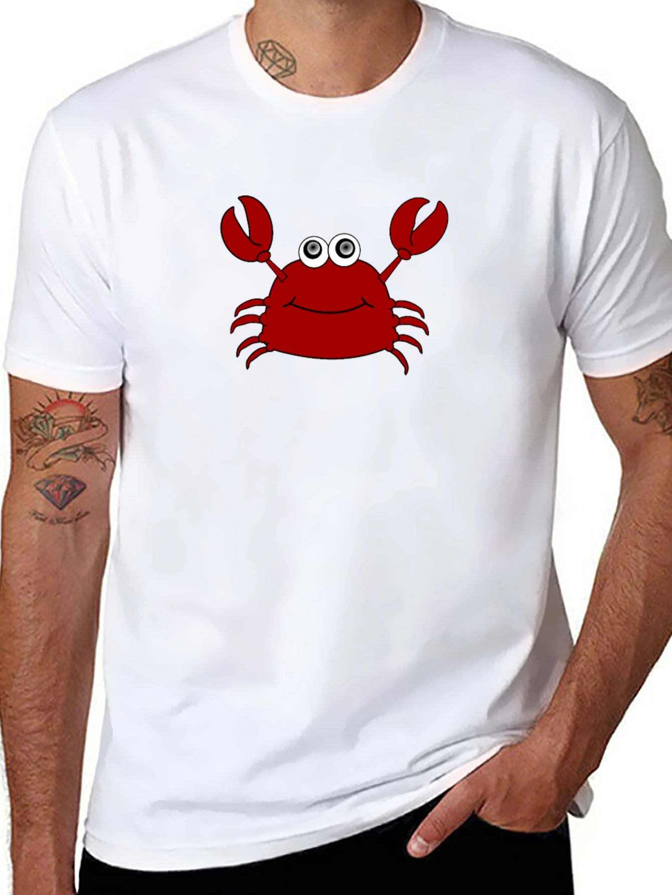 Cartoon Crab Graphic Tee - Fun Black T-Shirt