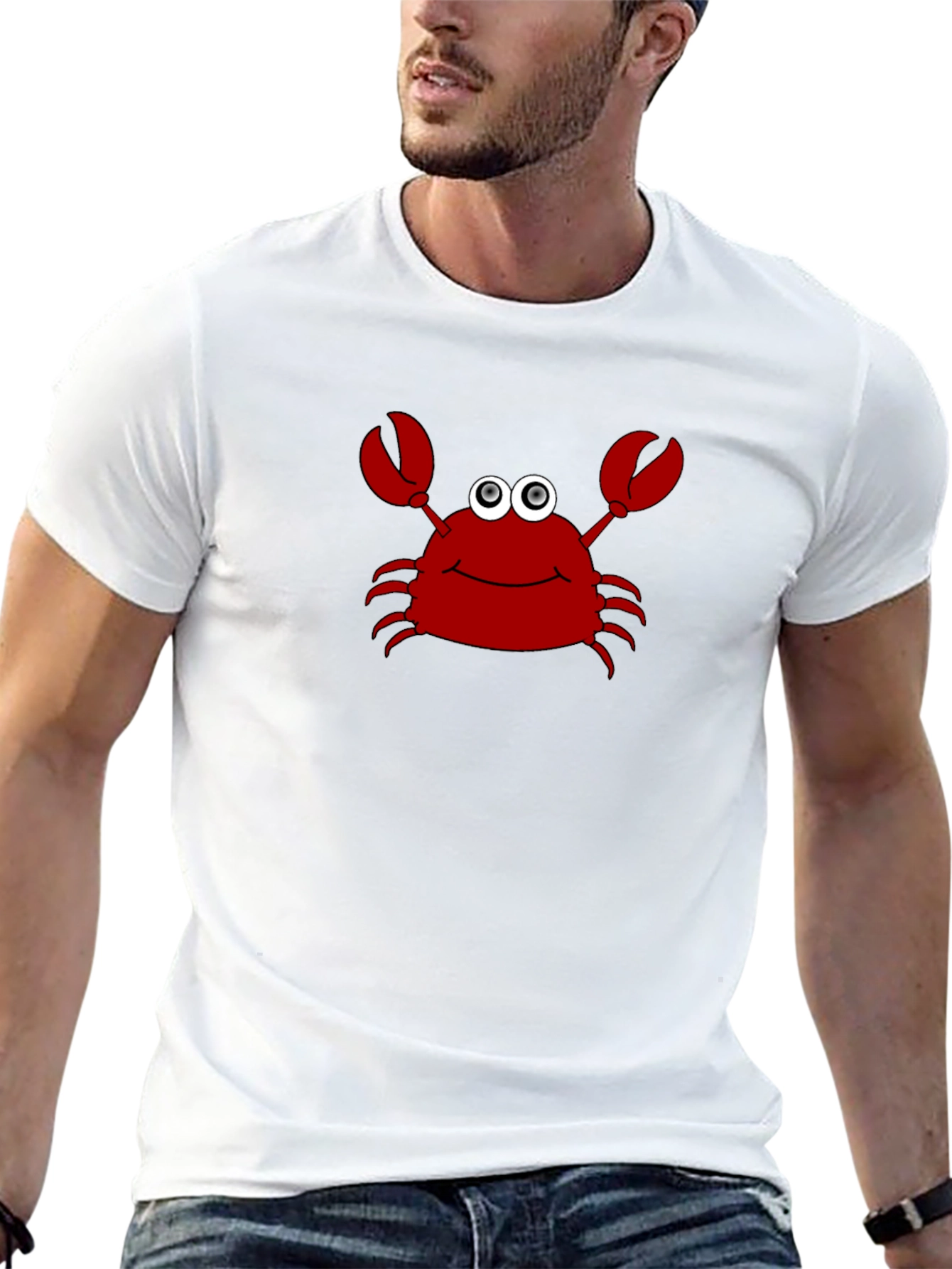 Cartoon Crab Graphic Tee - Fun Black T-Shirt