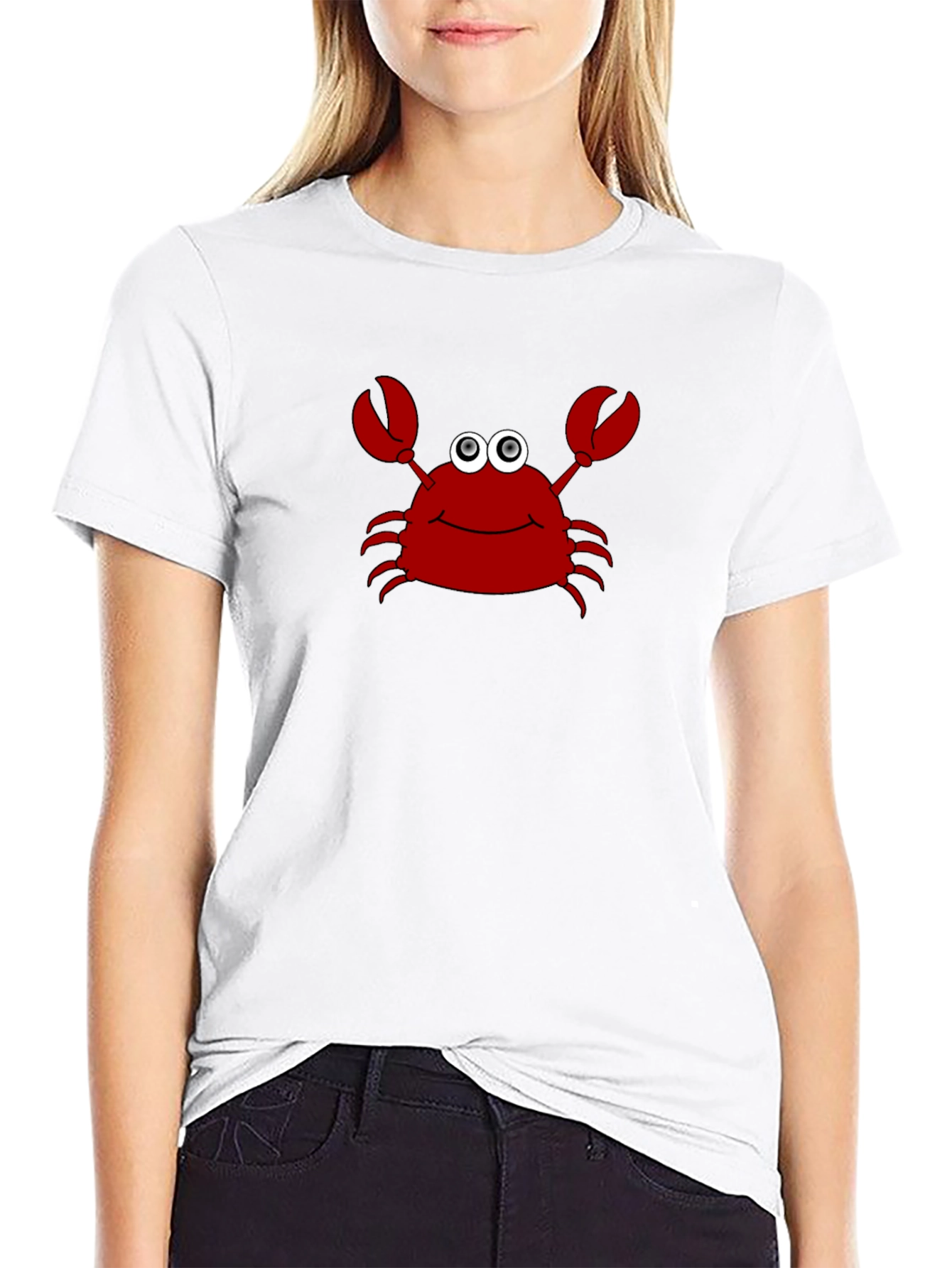 Cartoon Crab Graphic Tee - Fun Black T-Shirt