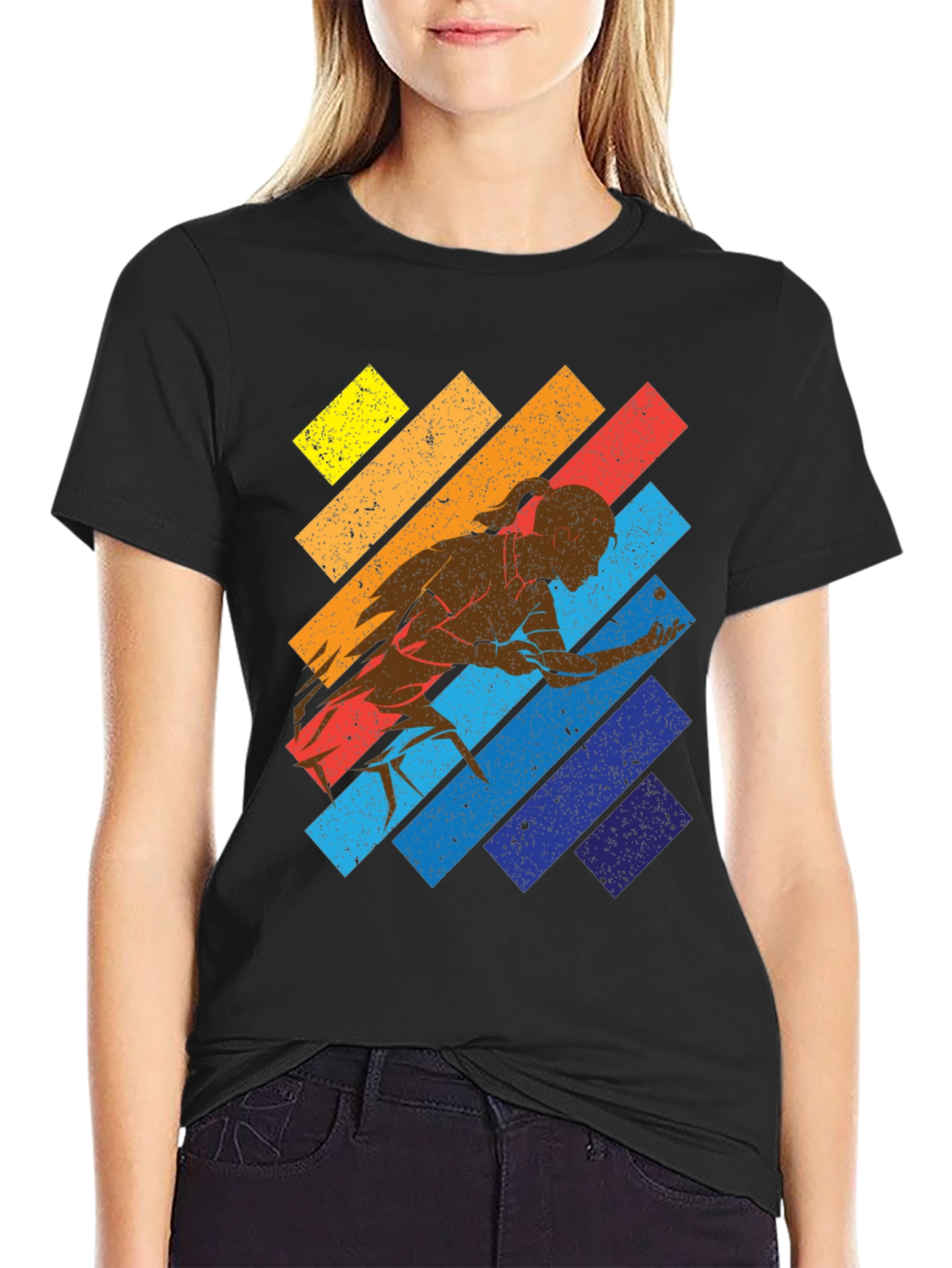 Retro Table Tennis Player Graphic T-Shirt