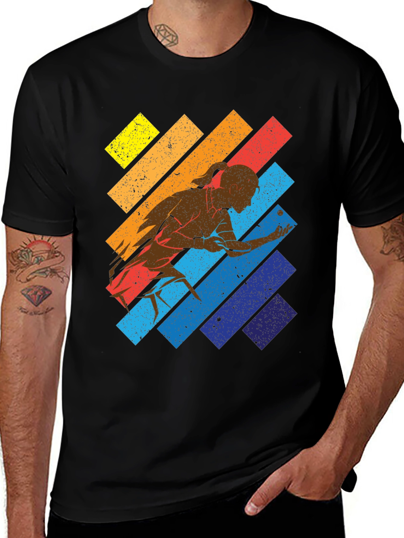 Retro Table Tennis Player Graphic T-Shirt