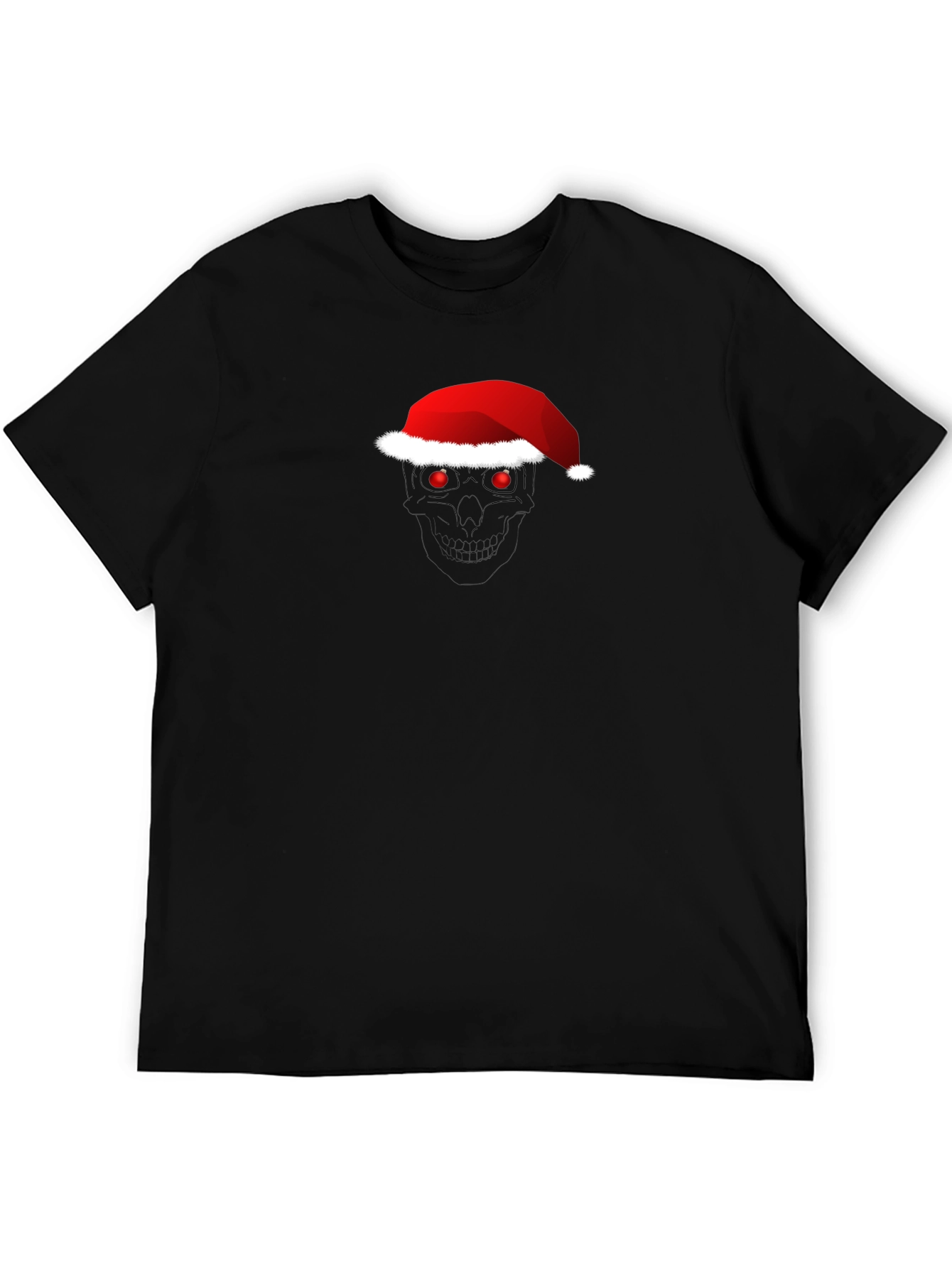 Skull Santa Hat T-Shirt - Festive Holiday Apparel