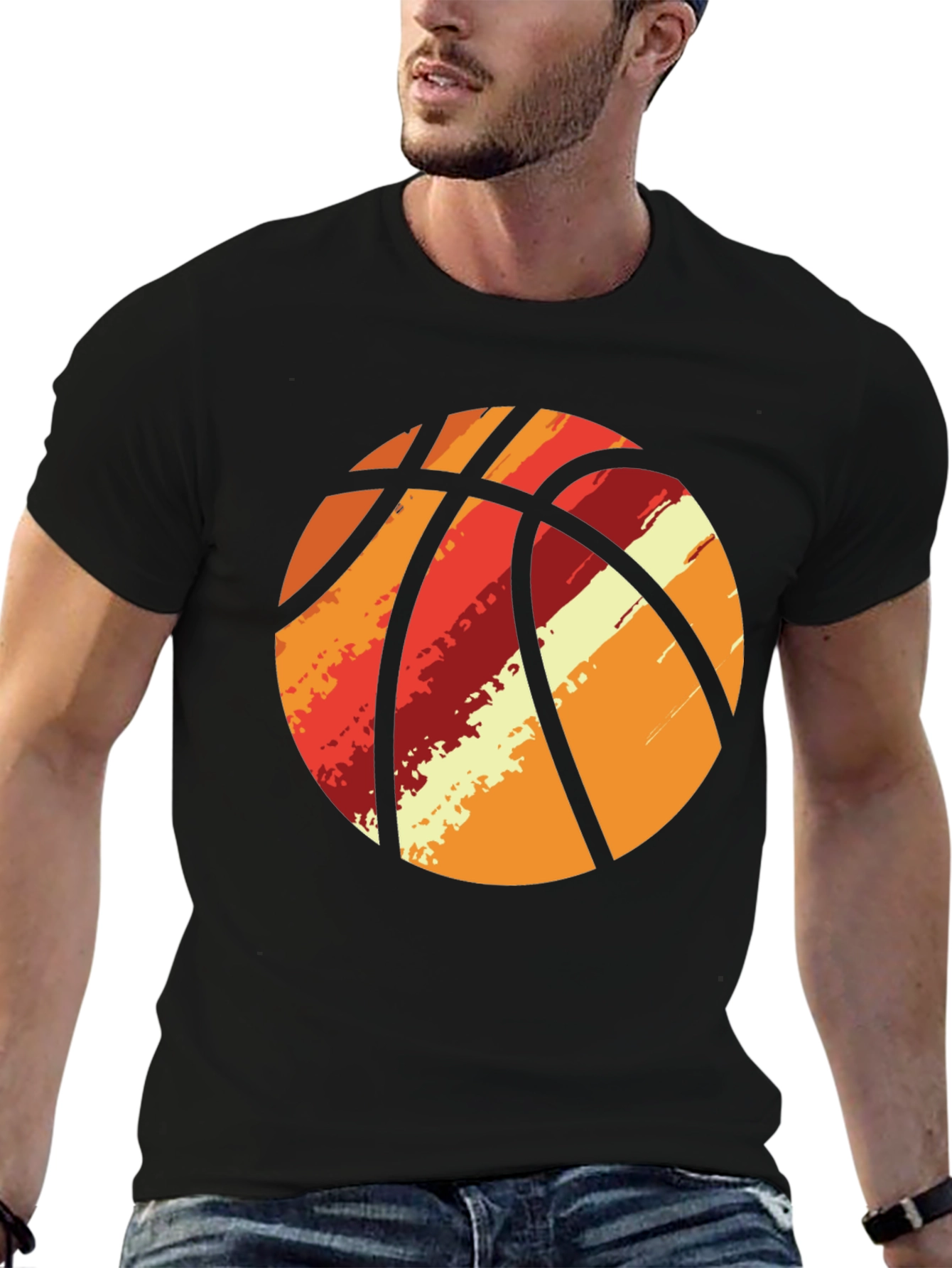 Retro Basketball Graphic Tee - Black