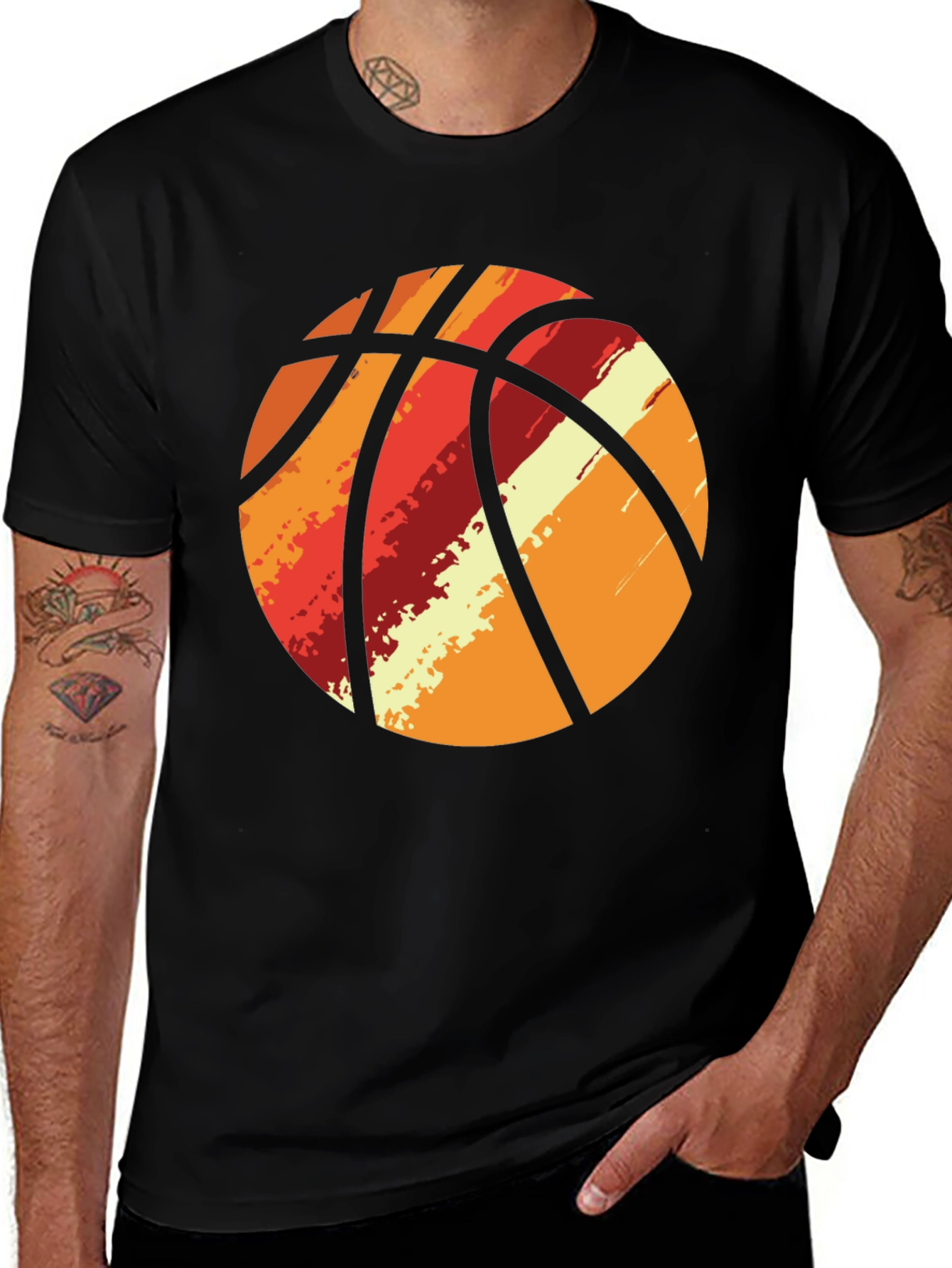 Retro Basketball Graphic Tee - Black