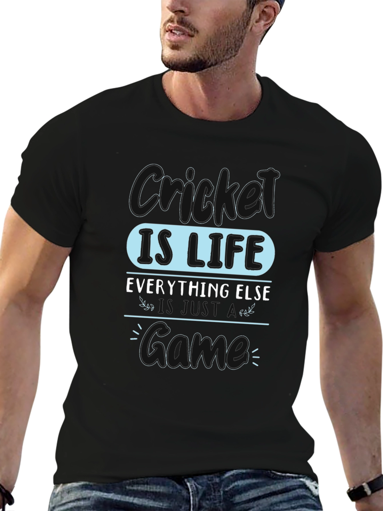Cricket is Life Black Graphic Tee
