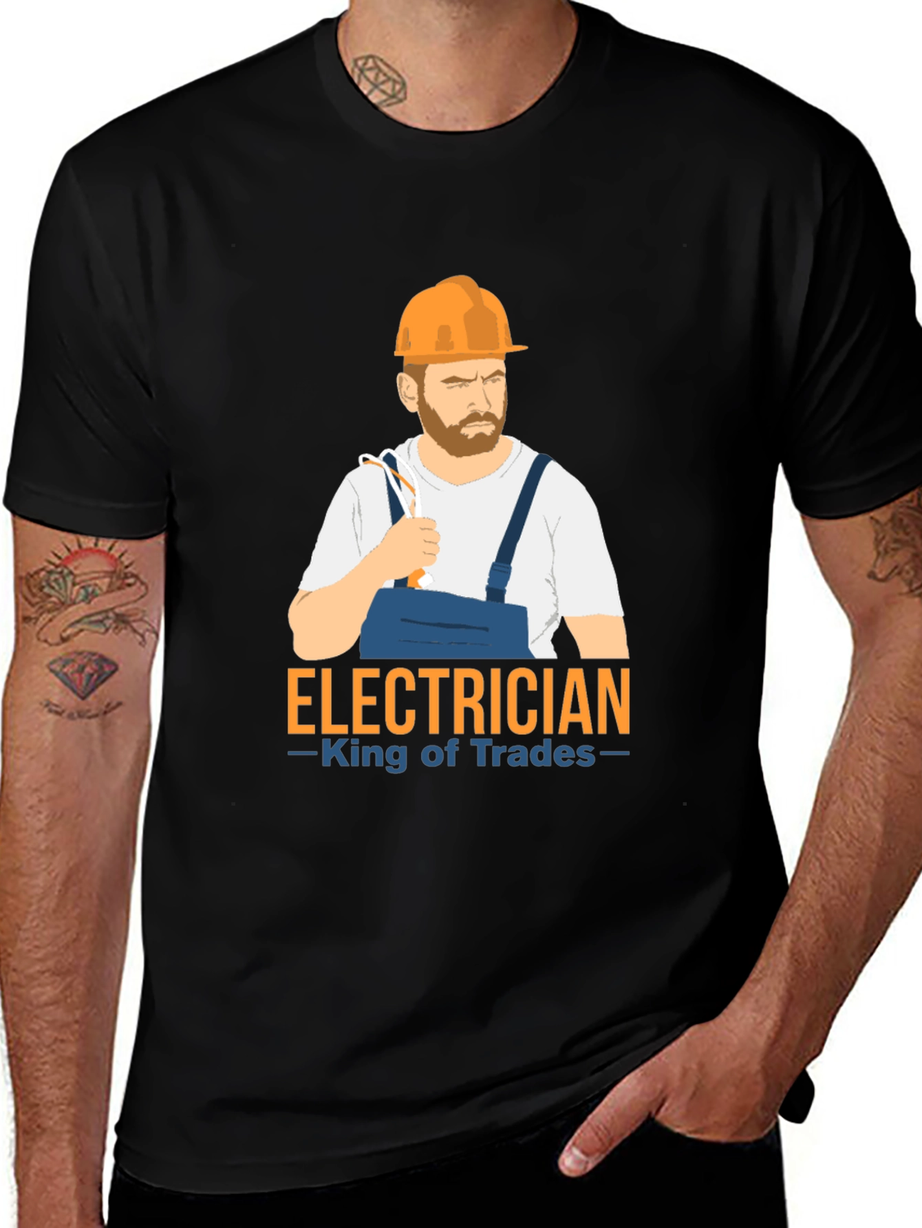 Electrician King of Trades Black T-Shirt