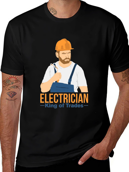 Electrician King of Trades Black T-Shirt