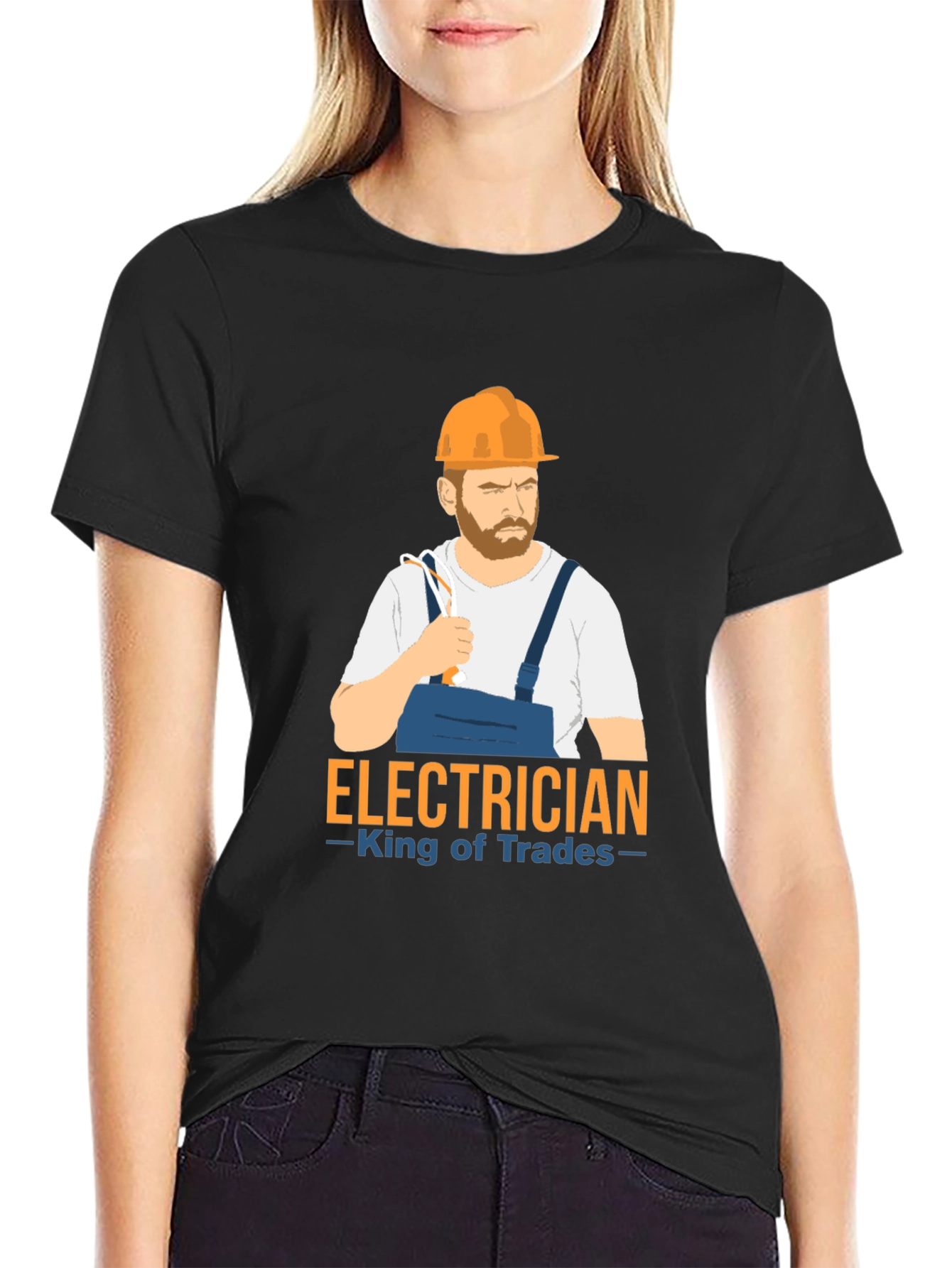 Electrician King of Trades Black T-Shirt