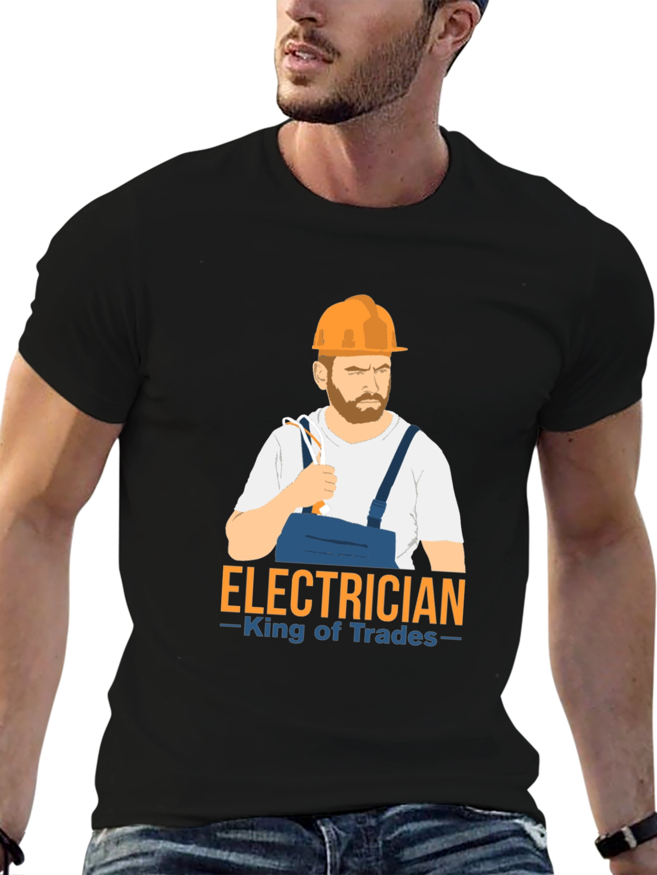 Electrician King of Trades Black T-Shirt