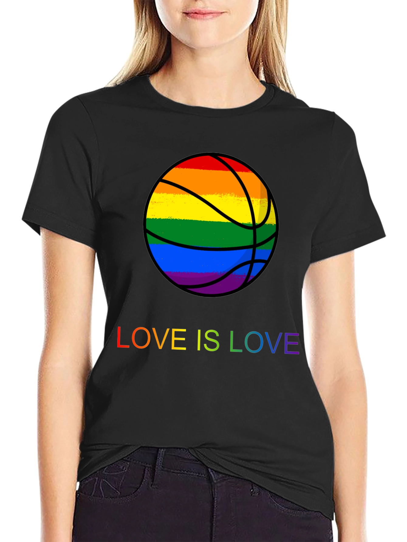 Rainbow Basketball Love is Love T-Shirt