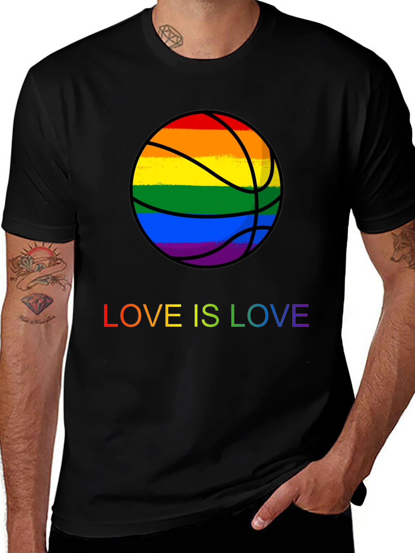 Rainbow Basketball Love is Love T-Shirt
