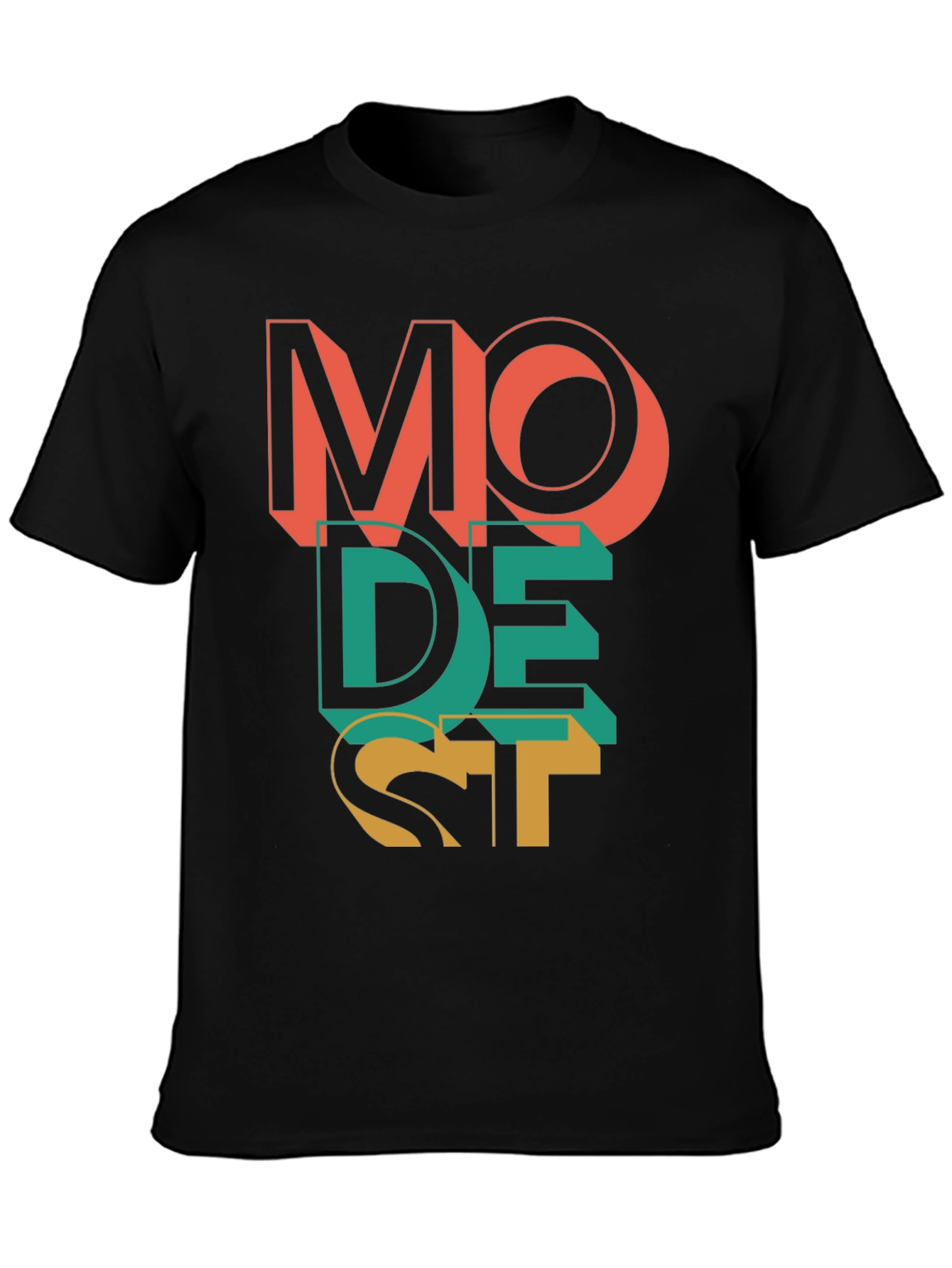 Modest Graphic Print Mens Black T-Shirt