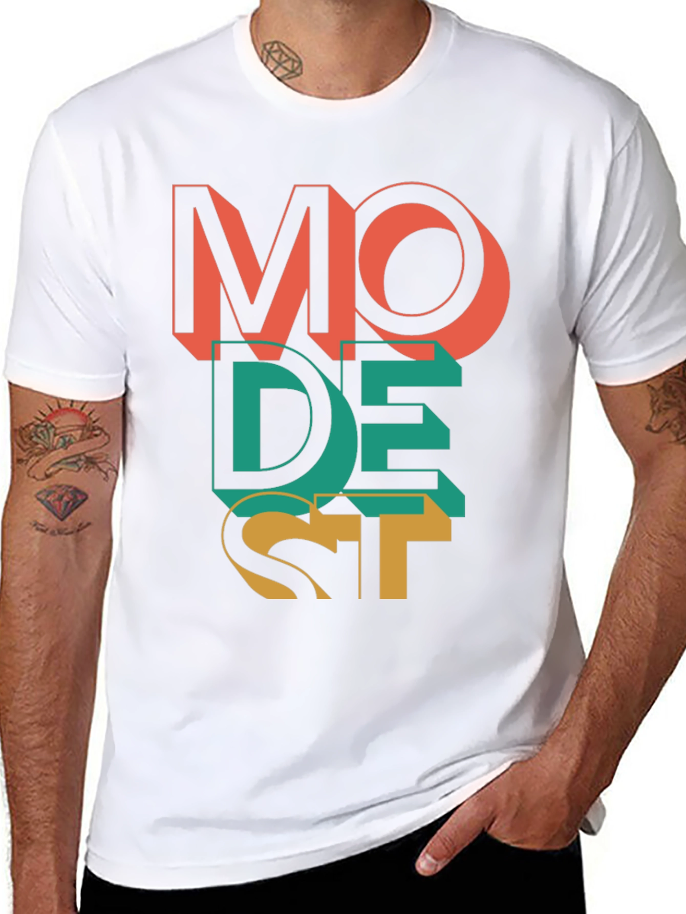 Modest Graphic Print Mens Black T-Shirt