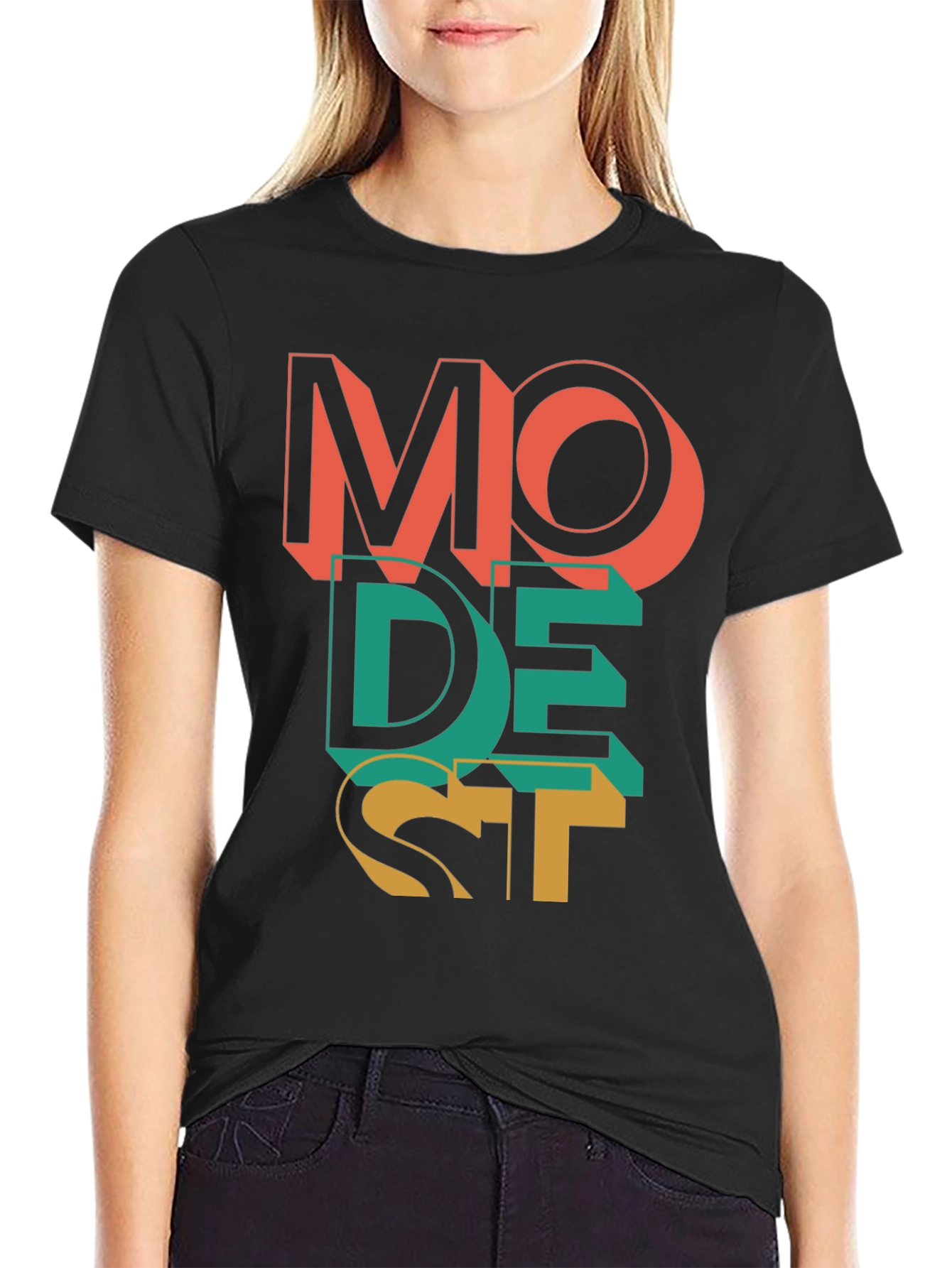 Modest Graphic Print Mens Black T-Shirt