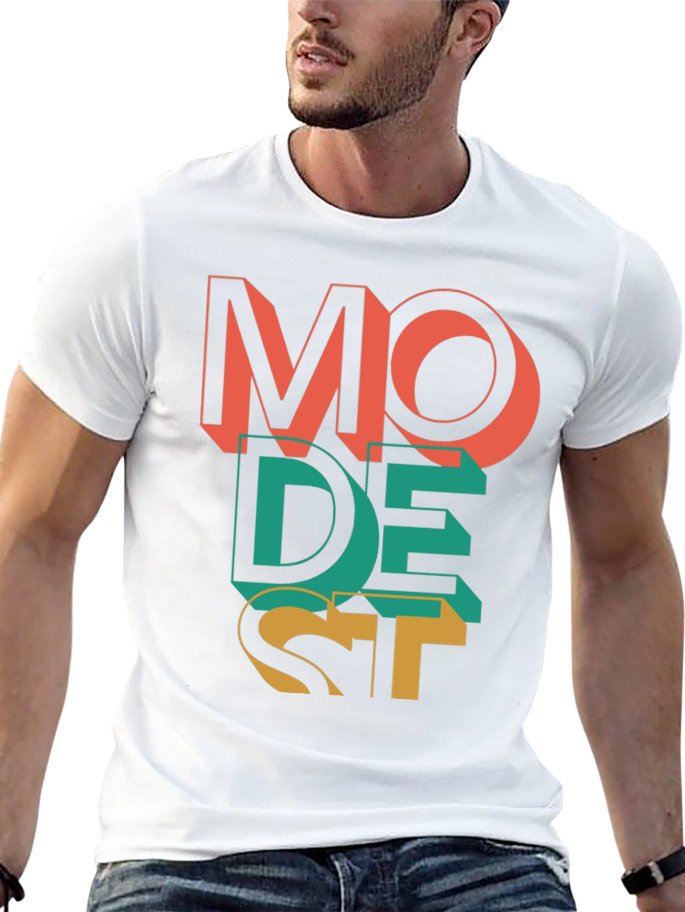 Modest Graphic Print Mens Black T-Shirt