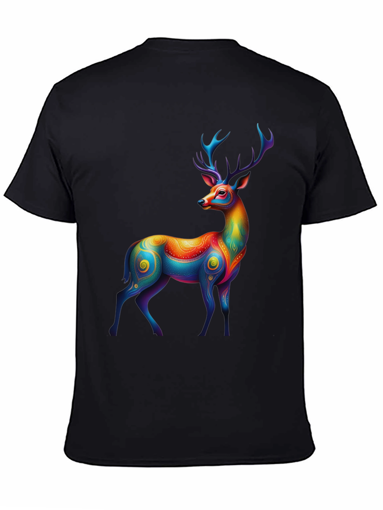 Rainbow Deer Graphic Tee - Mens Black T-Shirt
