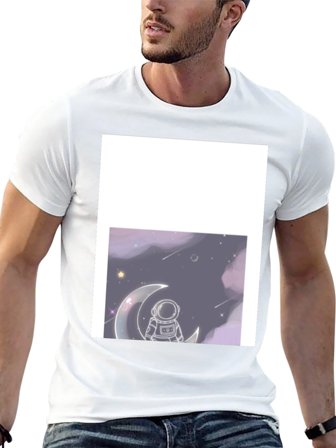 Astronaut on Moon Black T-Shirt