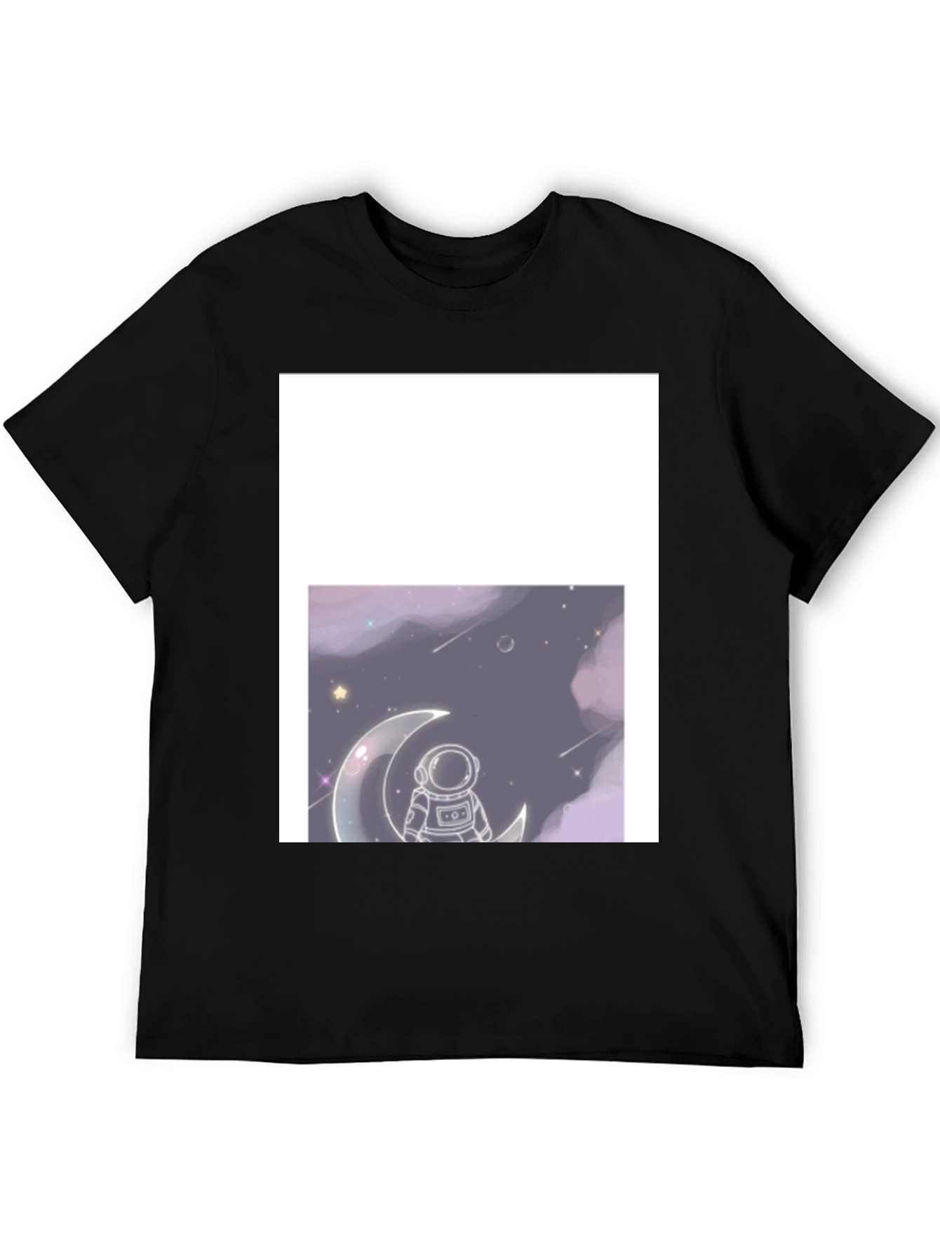 Astronaut on Moon Black T-Shirt