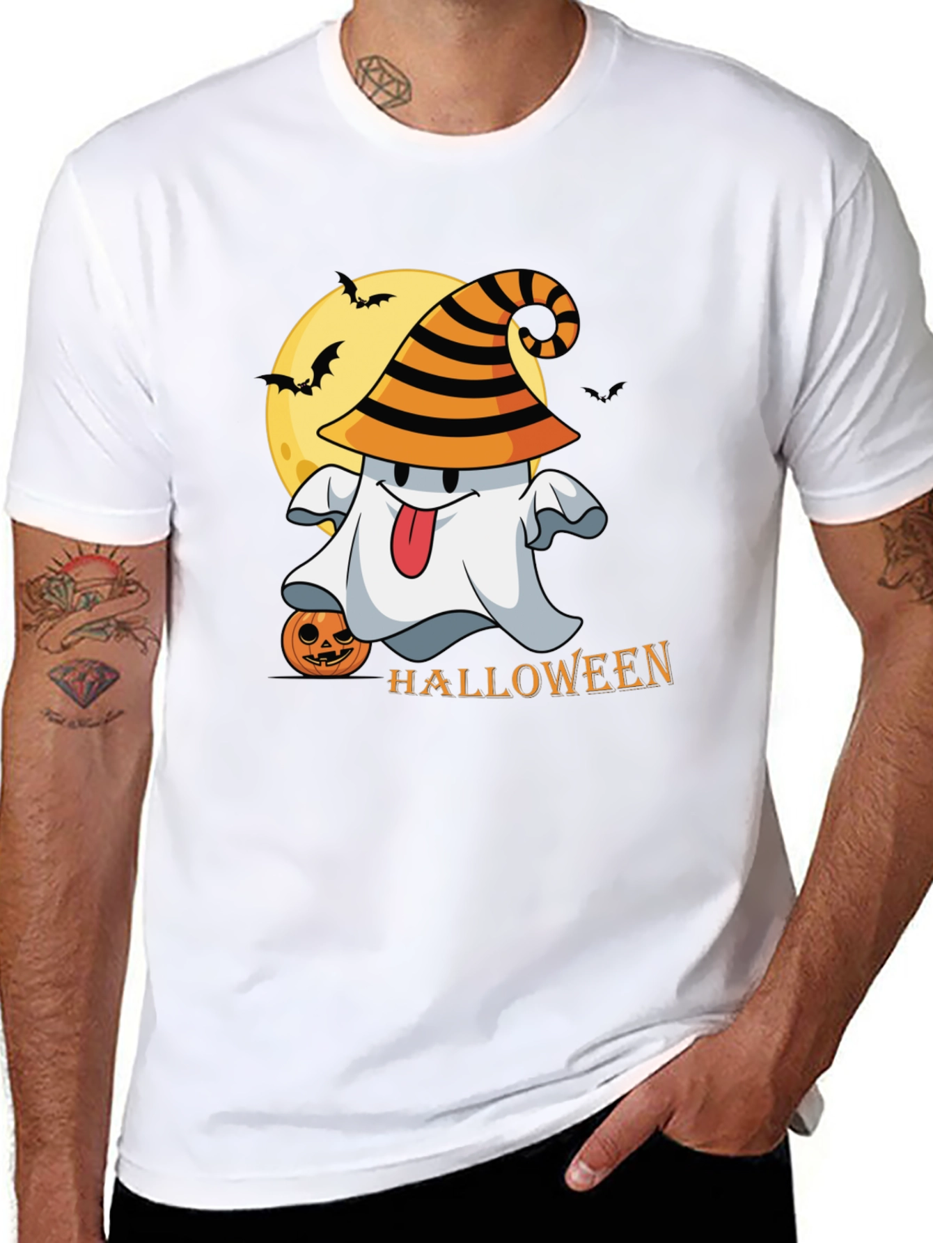Halloween Ghost Graphic Tee - Spooky Season