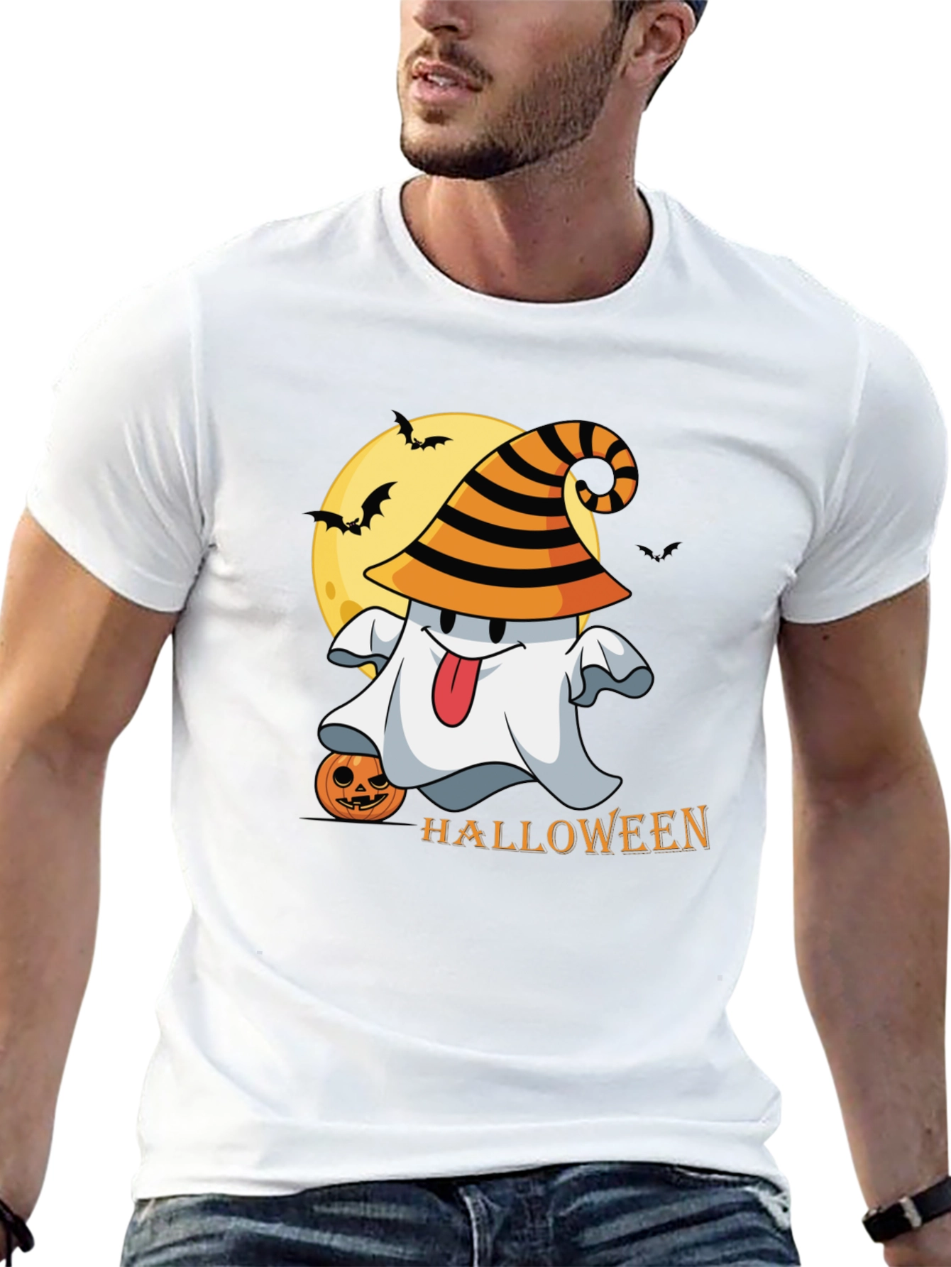 Halloween Ghost Graphic Tee - Spooky Season