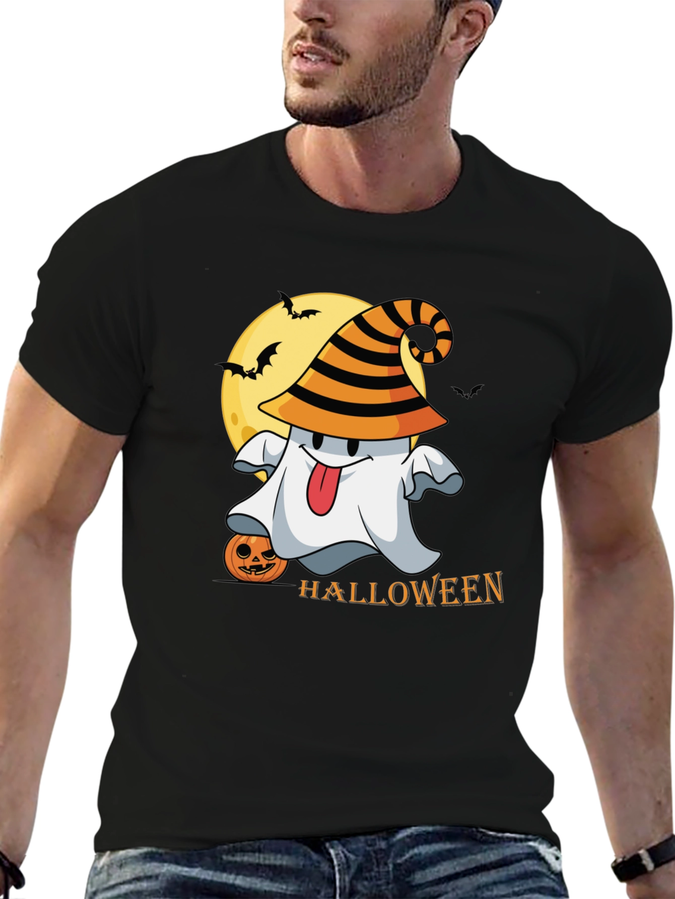 Halloween Ghost Graphic Tee - Spooky Season