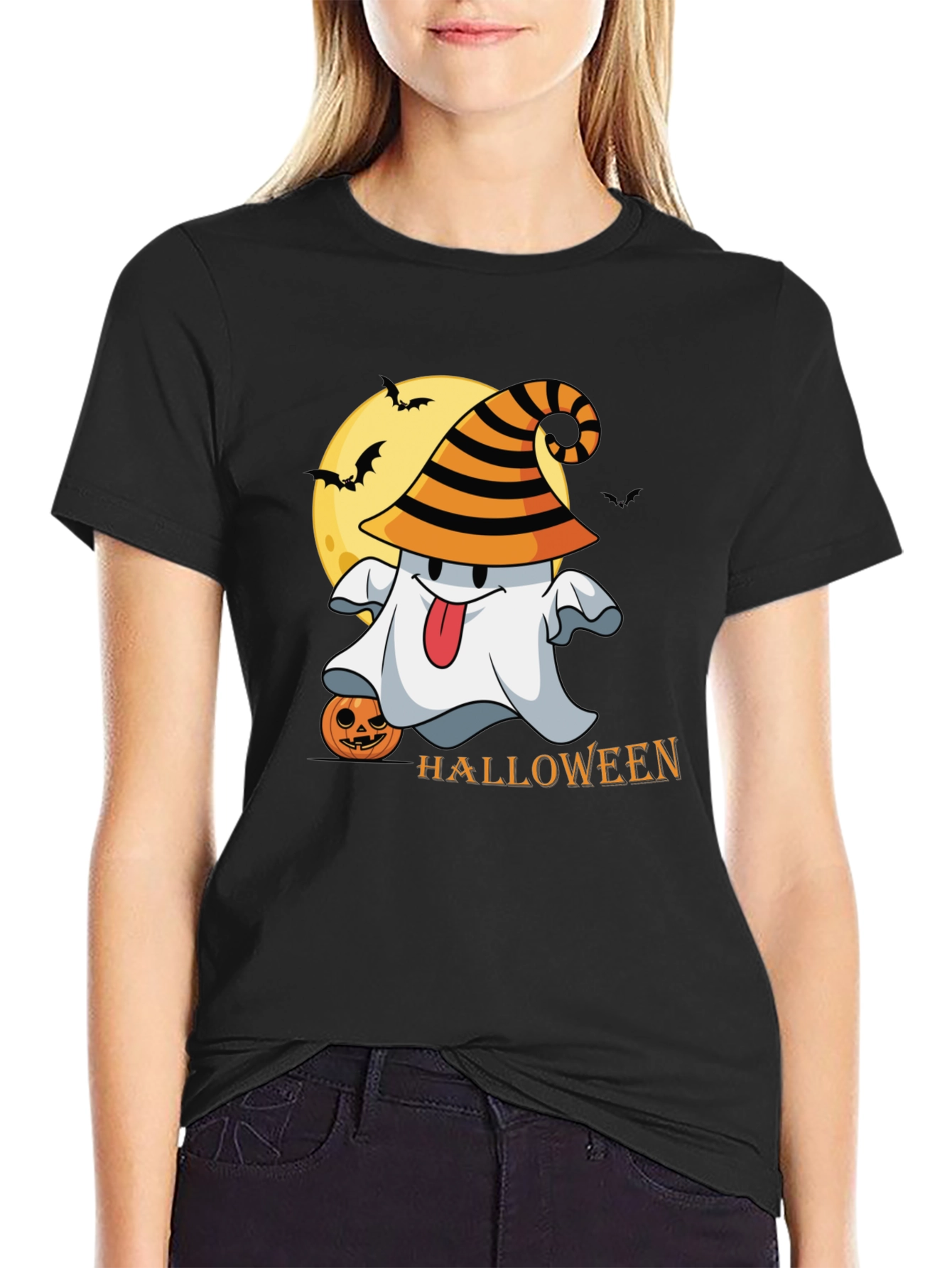 Halloween Ghost Graphic Tee - Spooky Season