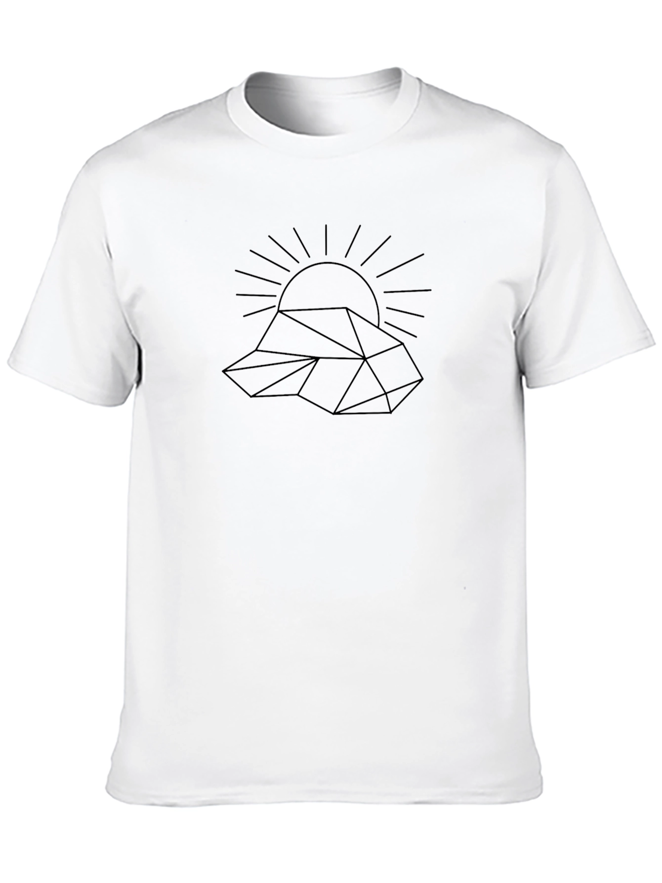 Geometric Mountain Sun Graphic Tee - Black