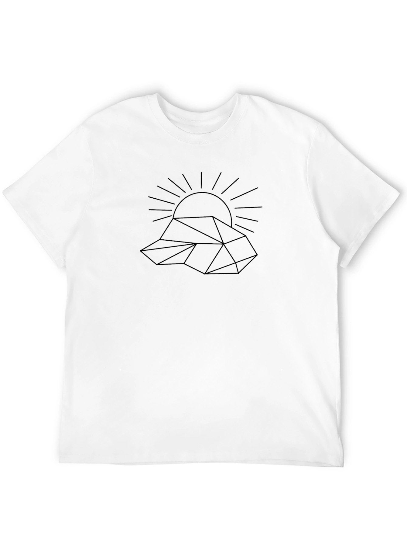 Geometric Mountain Sun Graphic Tee - Black