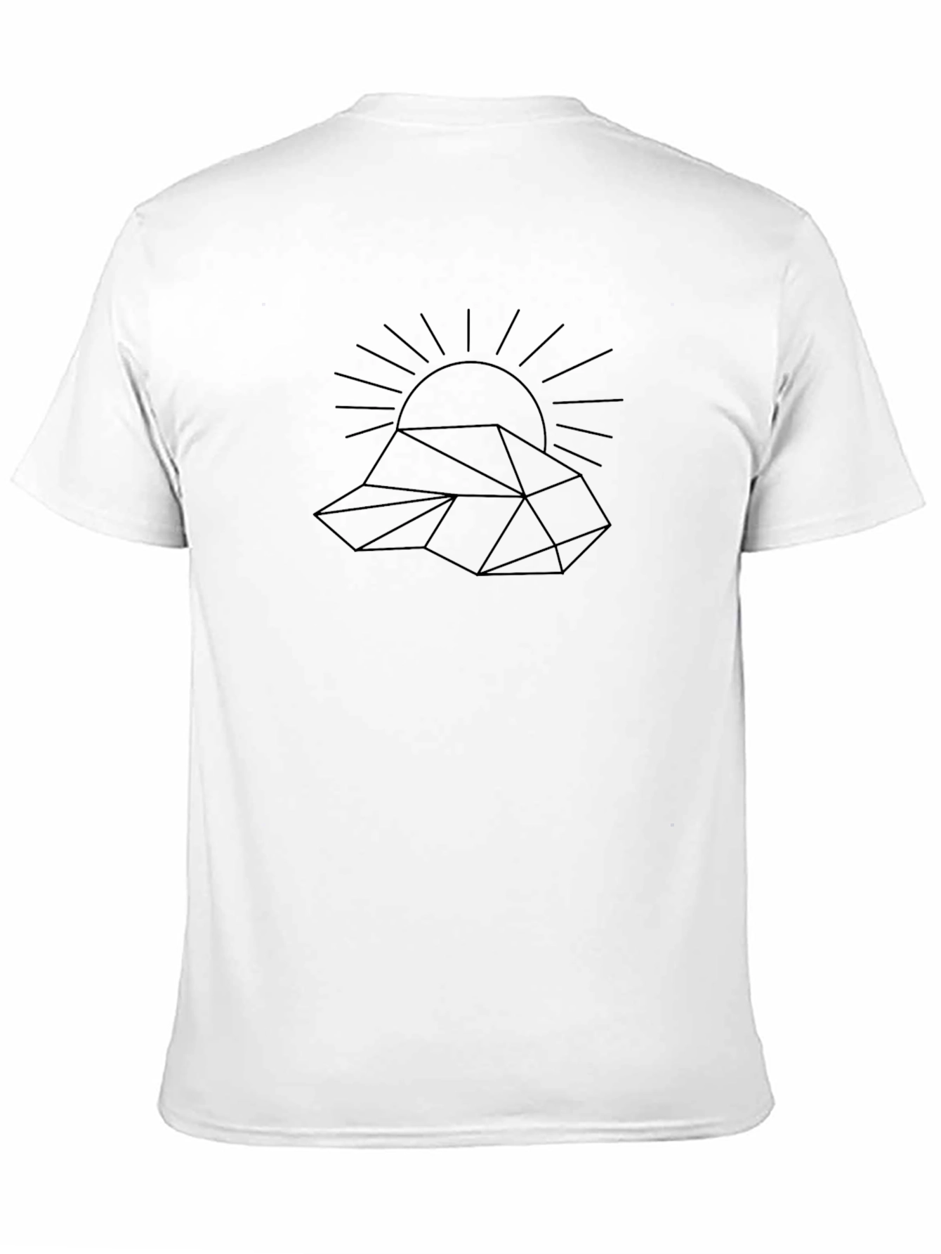 Geometric Mountain Sun Graphic Tee - Black