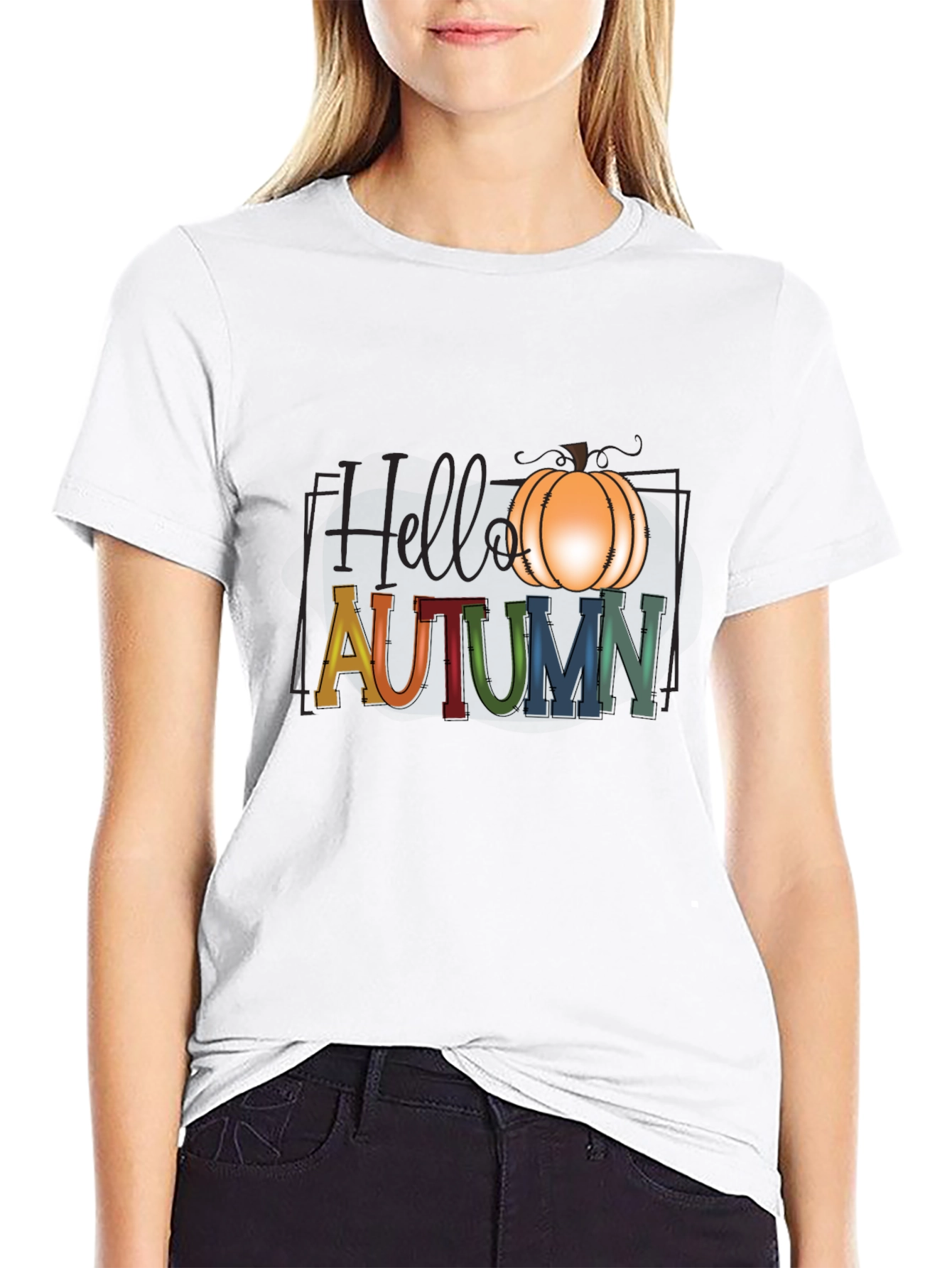 Hello Autumn Pumpkin Graphic T-Shirt