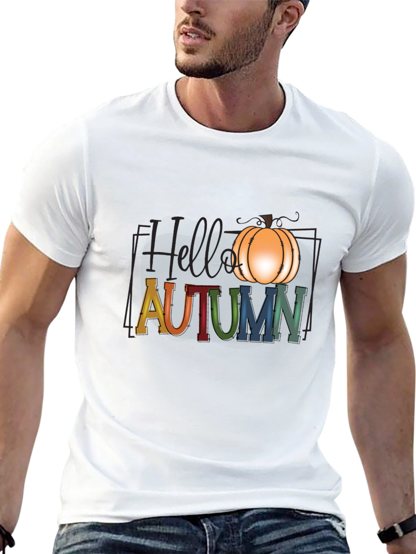 Hello Autumn Pumpkin Graphic T-Shirt