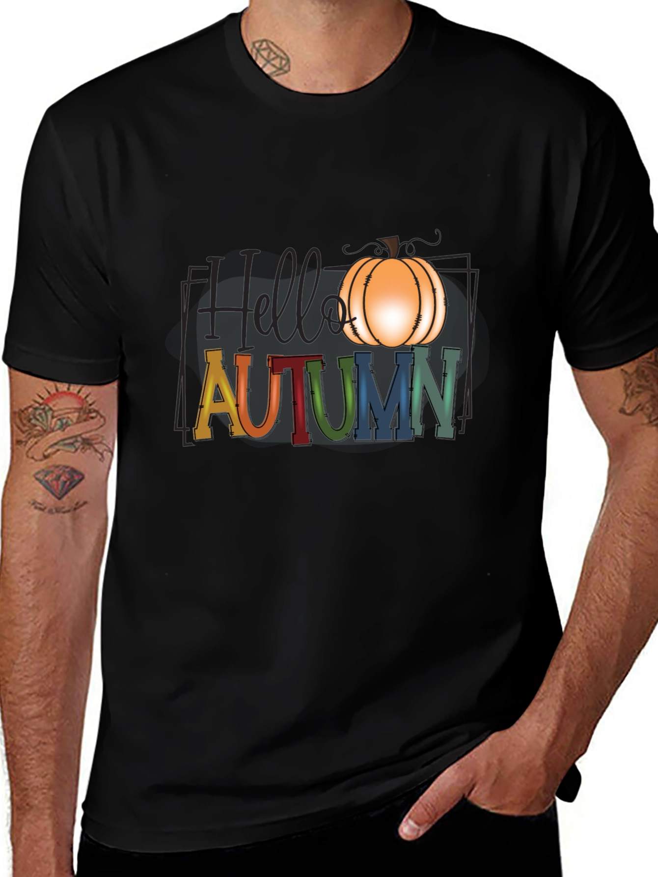Hello Autumn Pumpkin Graphic T-Shirt
