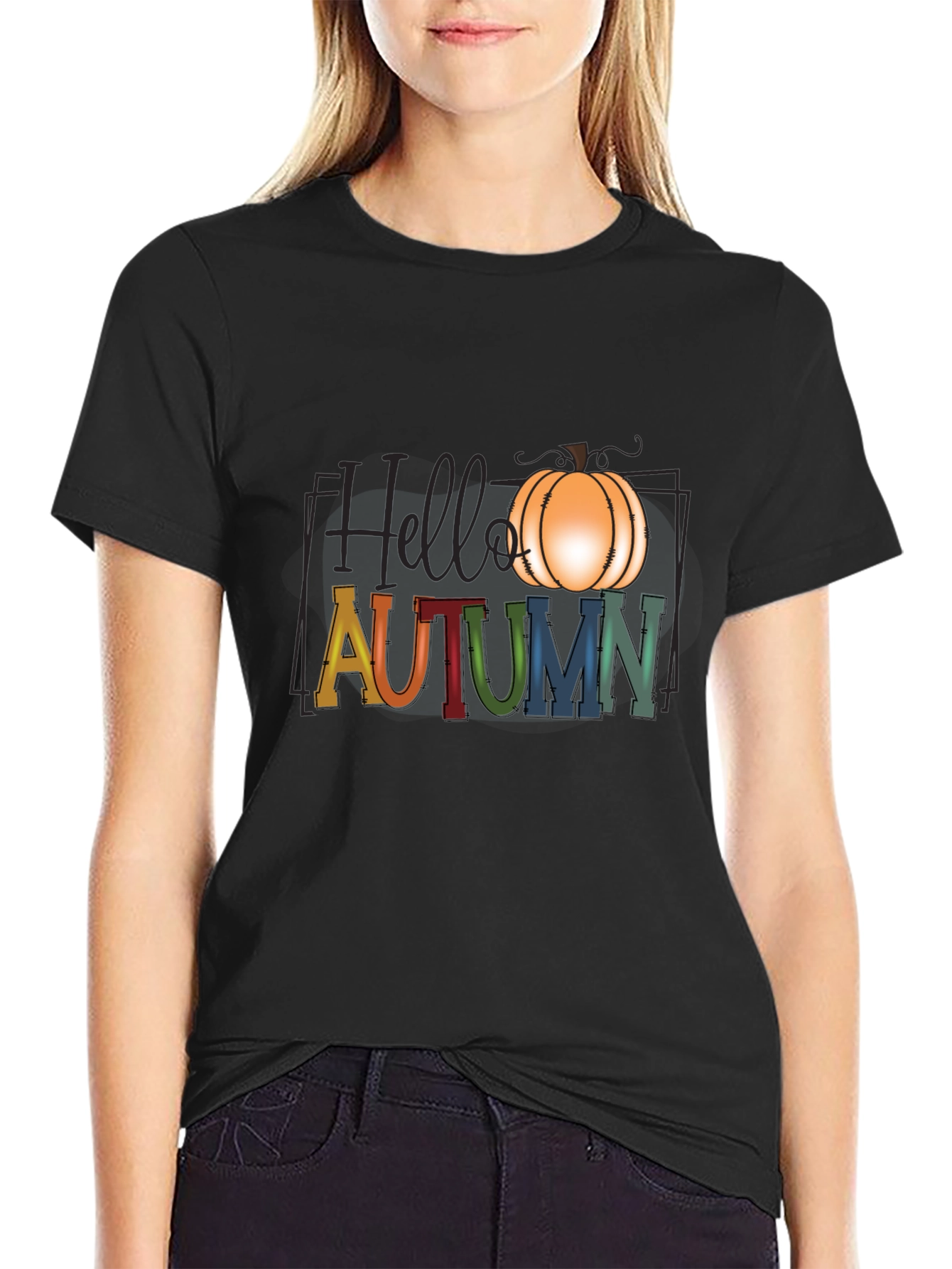Hello Autumn Pumpkin Graphic T-Shirt